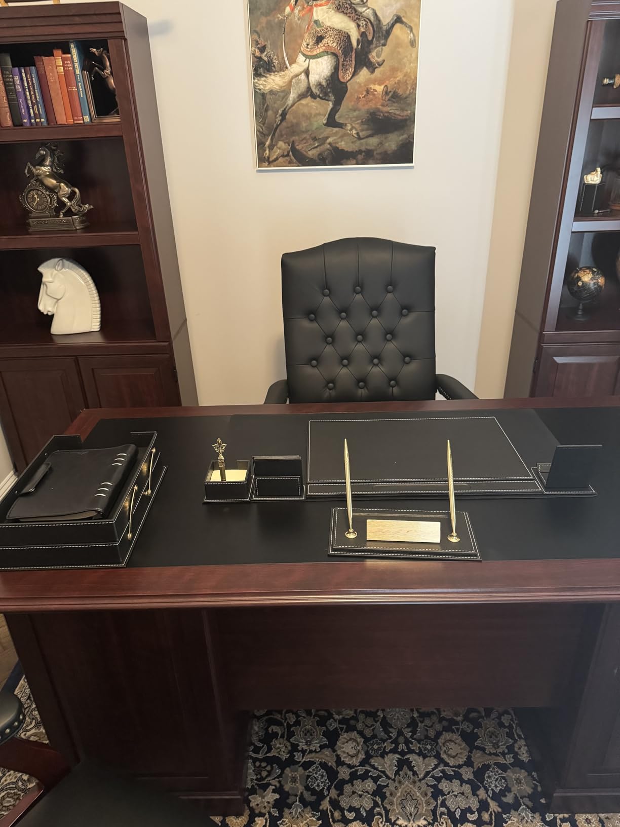 Desk Organizers - Desk Accessories - Leather Desk Organizer - Bonded Leather Desk Set - Home Office Accessories - Desk Supplies - Leather Desk Set - Office Accessories - 14 PCS (Black) customer photo 1