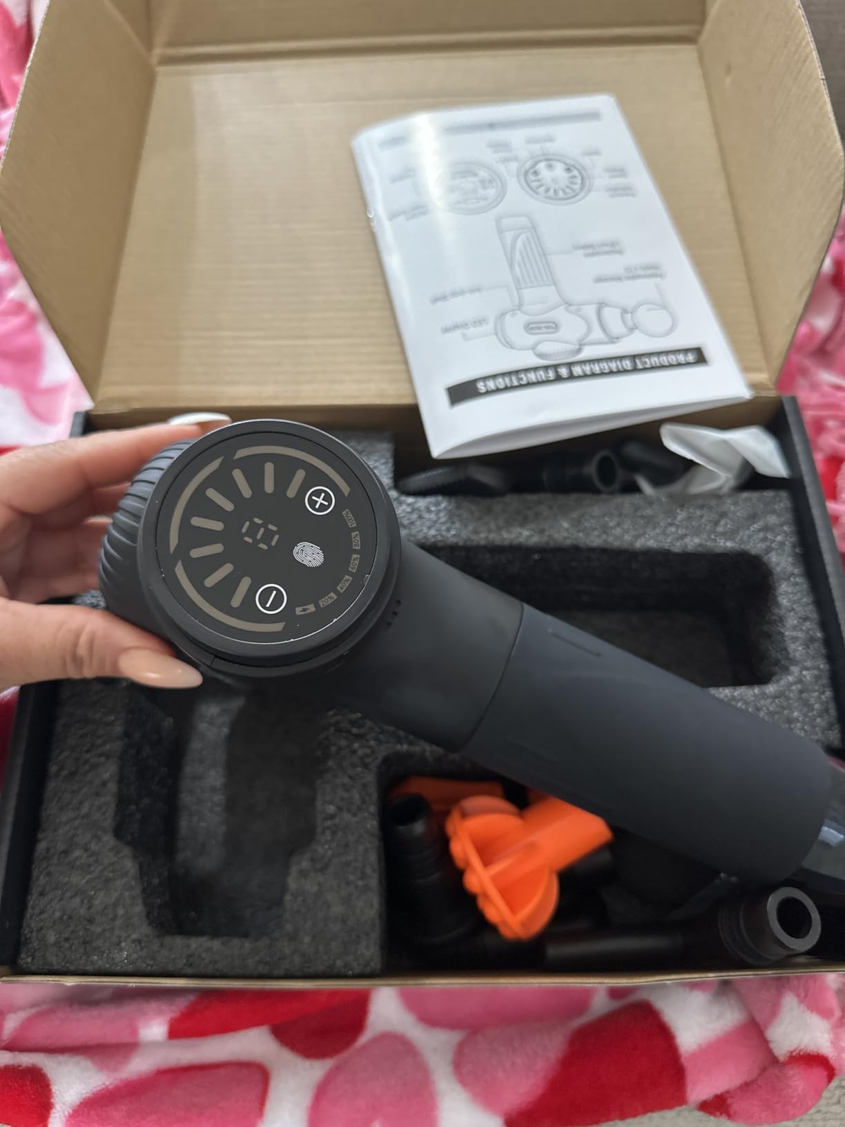 TOLOCO Massage Gun Deep Tissue, Percussion Massage Gun with 10 Replacement Heads, Super Quiet Portable Electric Massager for Athletes, Relax, Black customer photo 2