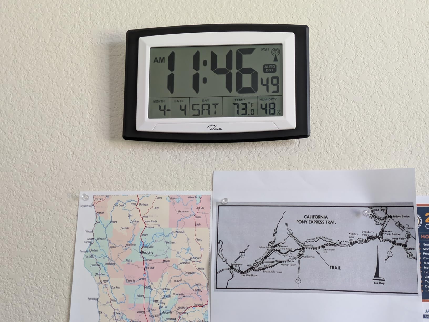 WallarGe Atomic Digital Wall Clock Battery Operated, Self-Setting, Large Display with Temperature, Date, Day of The Week, Silent Wall Mount Digital Clock, 4 Time Zones, DST customer photo 1