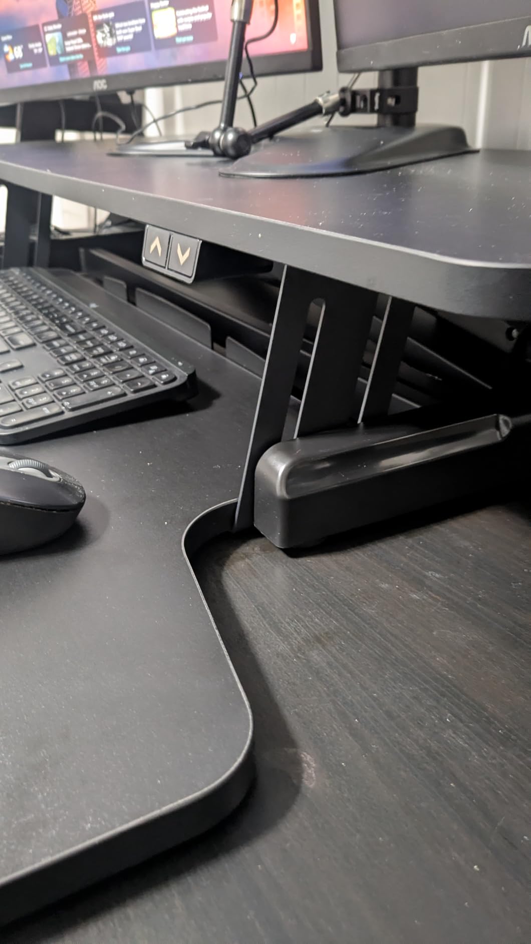 VIVO 36 inch Electric Motor Desk Converter, Height Adjustable Riser, Sit to Stand Dual Monitor and Laptop Workstation with Wide Keyboard Tray, Black, DESK-VE36B customer photo 2
