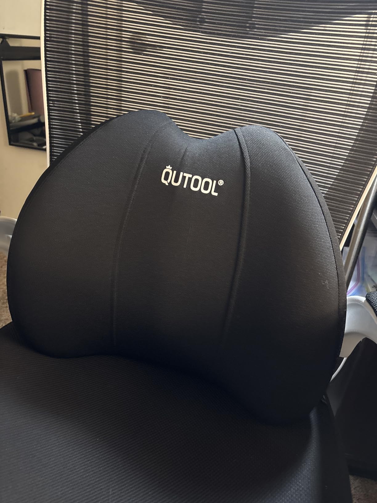 QUTOOL Lumbar Support Pillow for Office Chair, Memory Foam Low Back Support,Back Pain Relief, Ergonomic Back Cushion for Desk Chair,Gaming Chair,Adjustable Strap and Washable Cover customer photo 1