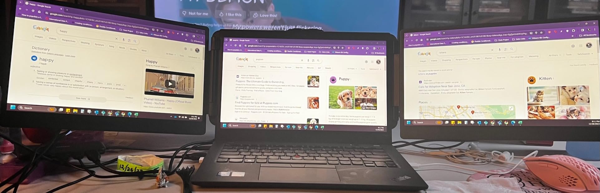 APILDELLA 14'' Triple Laptop Screen Extender, 1080P FHD Portable Dual Monitor for Laptop USB C HDMI, Plug-Play Monitor Extender for Triple Display for Mac/Windows, Fit 13