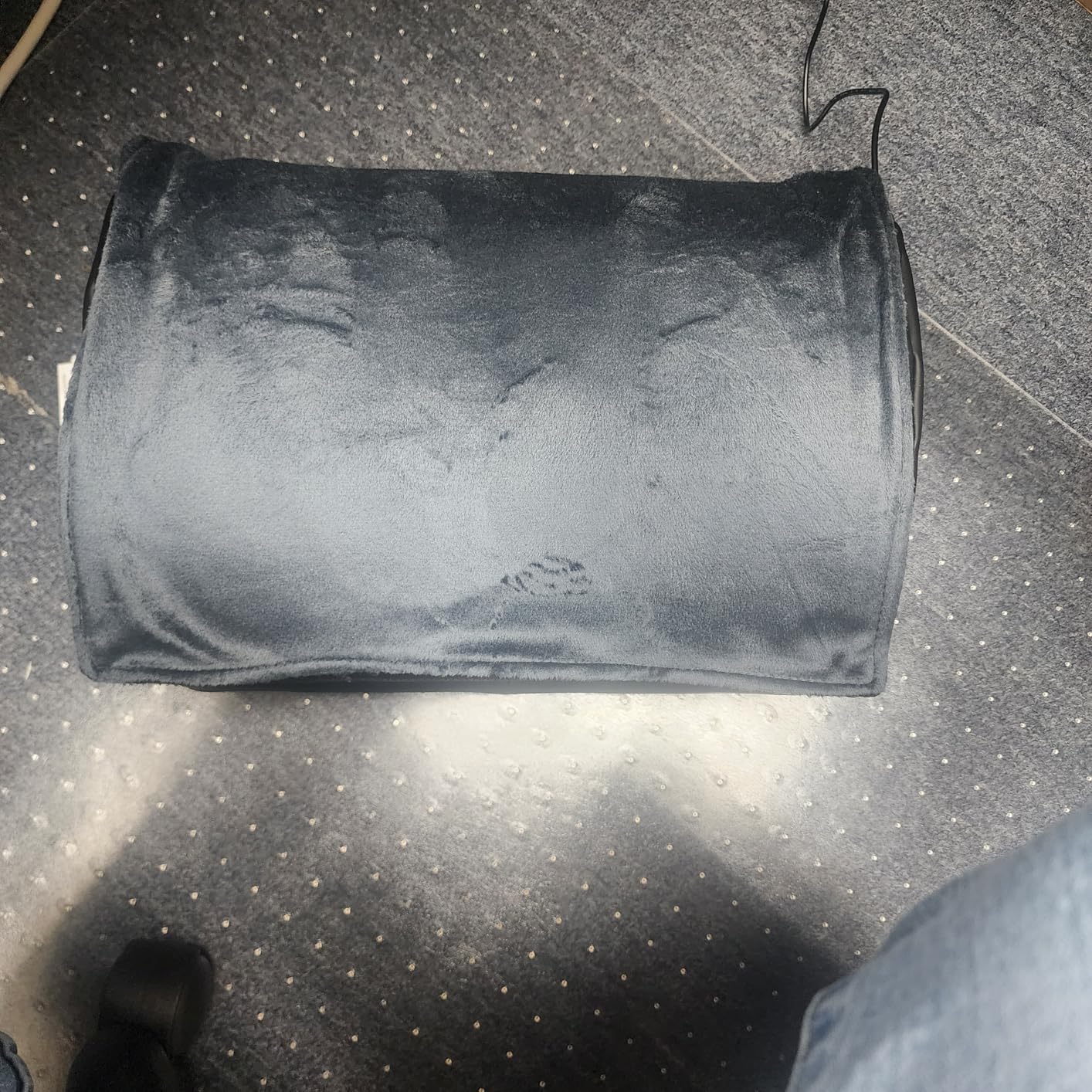 Heated Foot Rest Under Desk at Work, Ergonomic Desk Footrest with Vibrating Massage and Adjustable Height, Foot Warmer with Pocket, 3 Vibration Modes & 2 Heating Levels, Memory Foam, Office Home Gaming customer photo 2