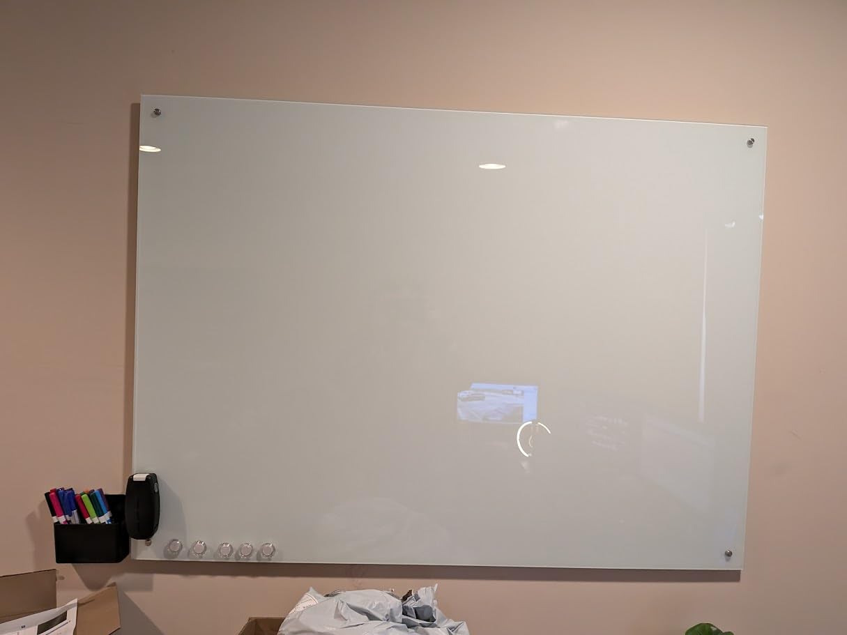 maxtek Magnetic Glass Dry Erase White Board, 48