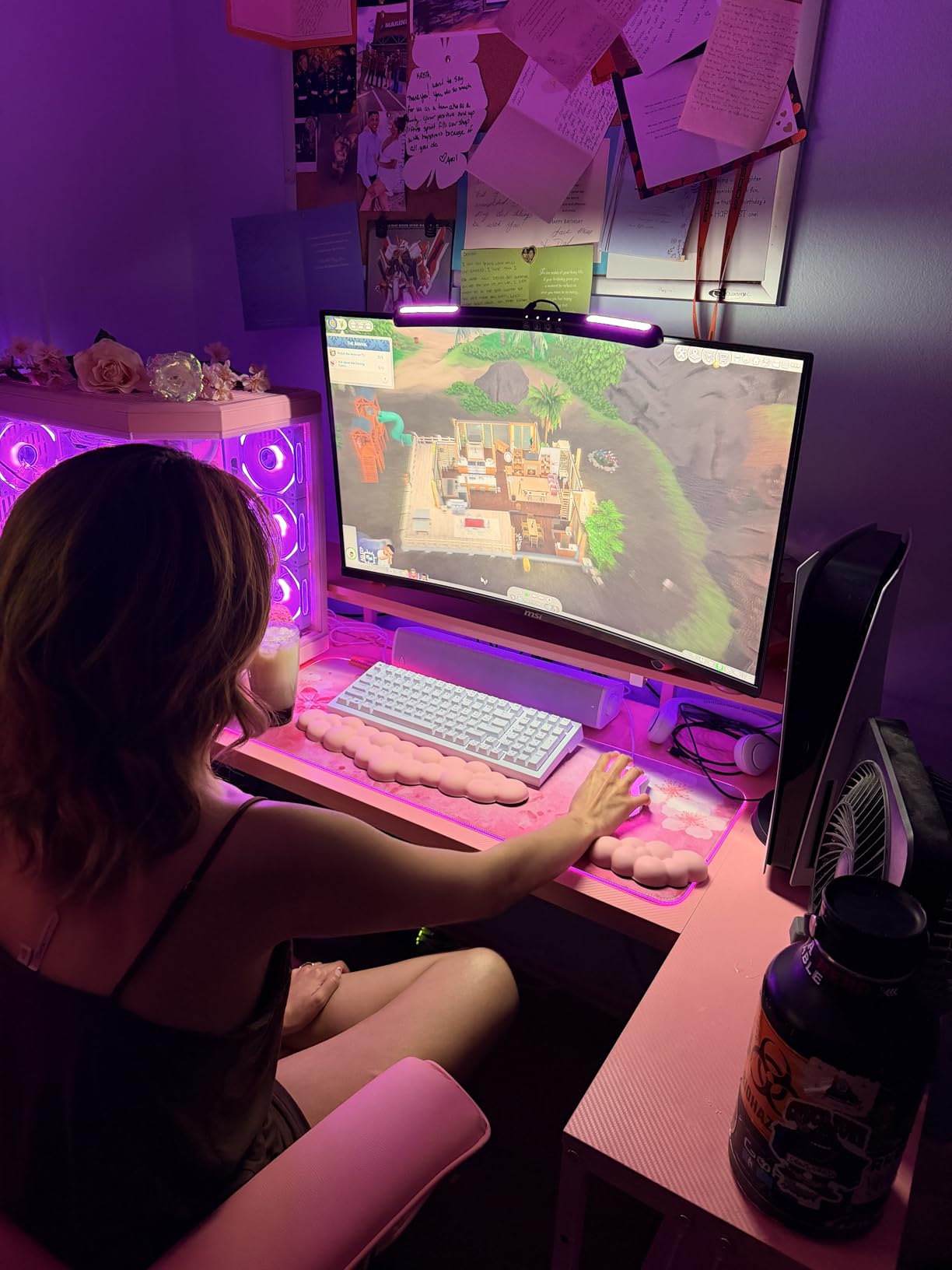 Monitor Light Bar Curved, RGB Backlight, Computer Screen Lamp for Eye Care, Dual Light Mode with Touch Control Timed, Gaming Accessory, Radius of Curvature 1500 mm customer photo 1