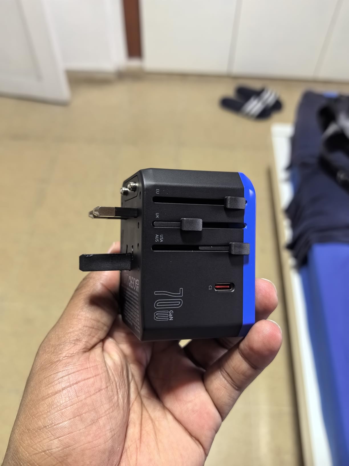 Ceptics 70W World International Travel Plug Adapter - Powerful GaN Tech with Pd & QC 3.0 Dual 3X USB-C Power - 2 USB Ports Wall Charger Type I C G A Outlets 110V 220V A/C - EU Euro US UK (70-KU) customer photo 2