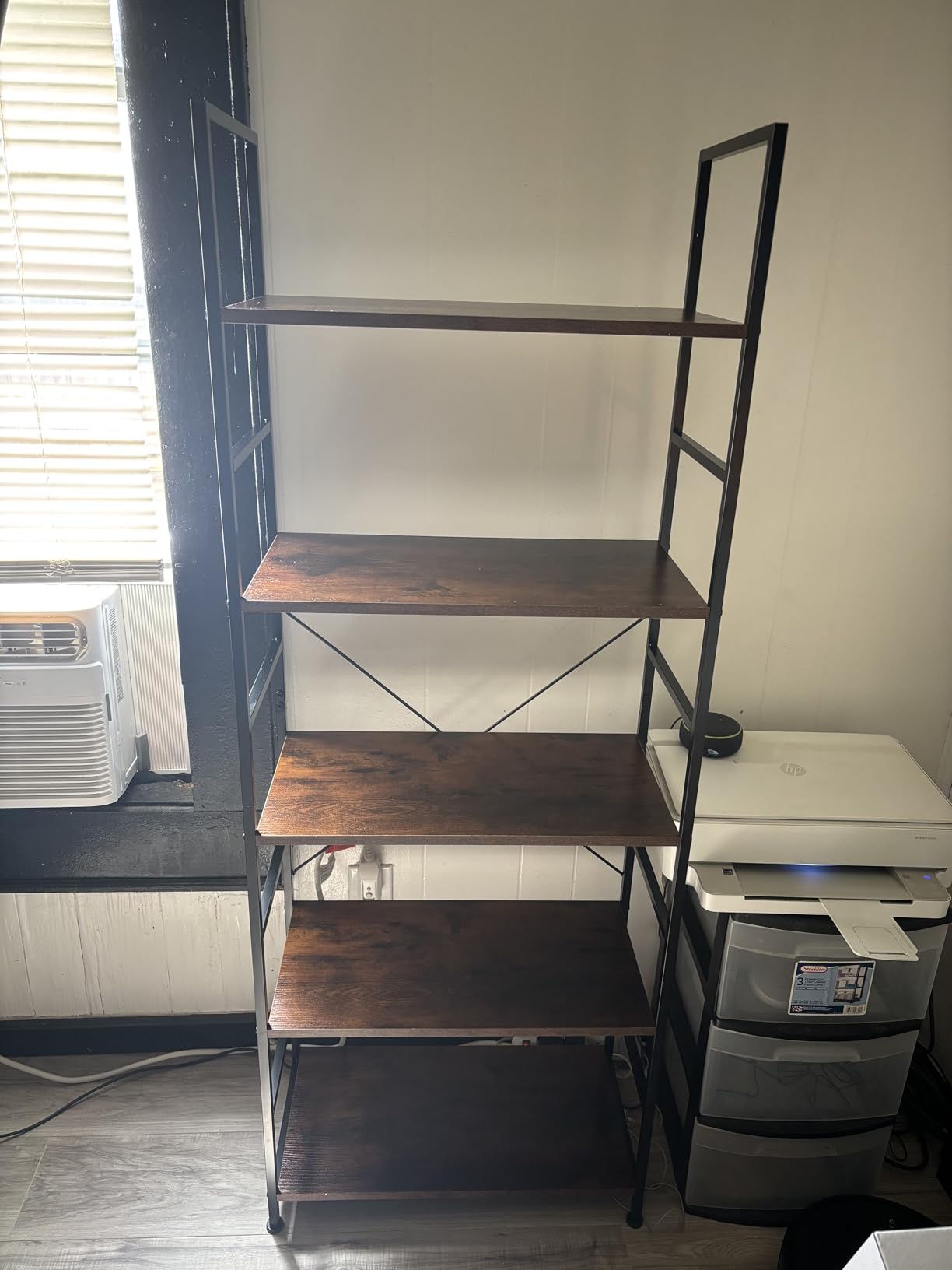 DUMOS 5 Tiers Bookshelf, Classical Modern Book Shelf, Tall Display Shelves in Living Room/Home/Office, Storage Organizer for CDs/Books/Movies, Rustic Brown customer photo 1