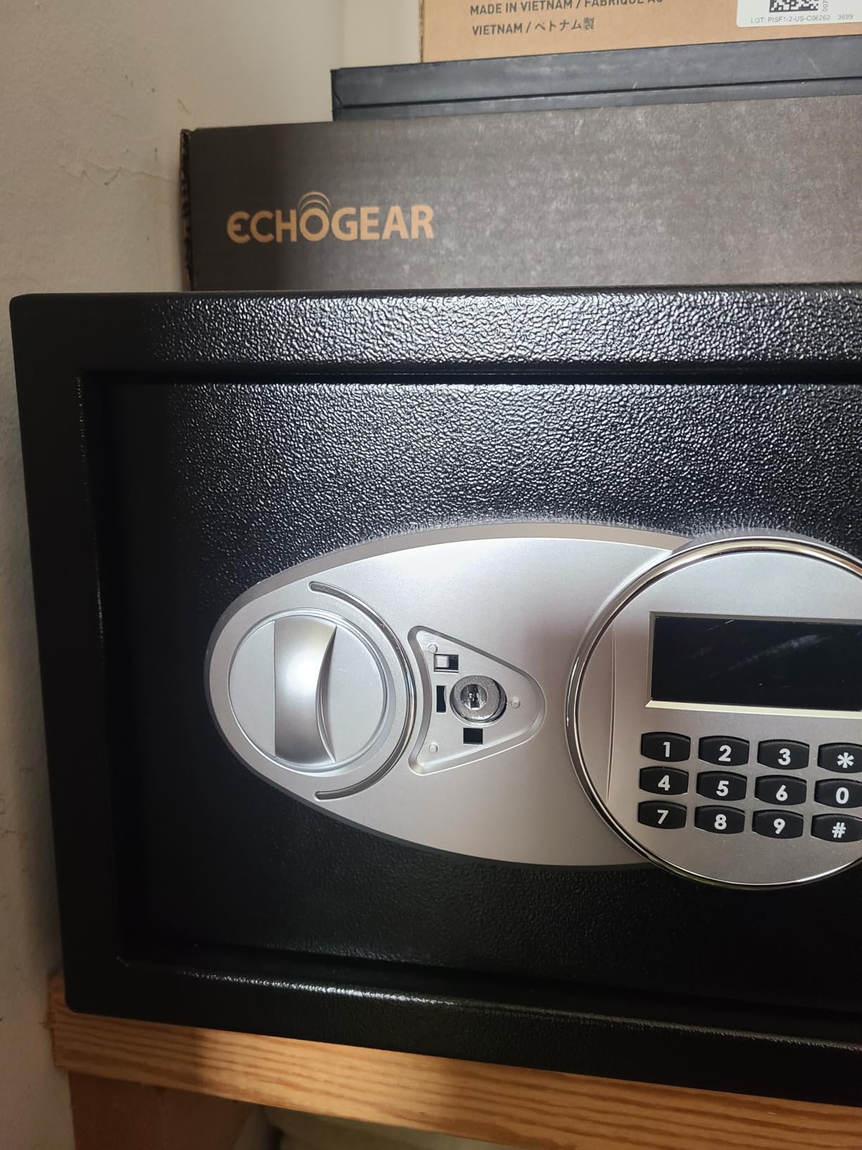 Amazon Basics Fireproof and Waterproof Safe Box with Digital Keypad Electronic Lock, Fire Resistant, Interior Lighting, Removable Shelf, for Home Use, 2.13 Cubic Feet, 24