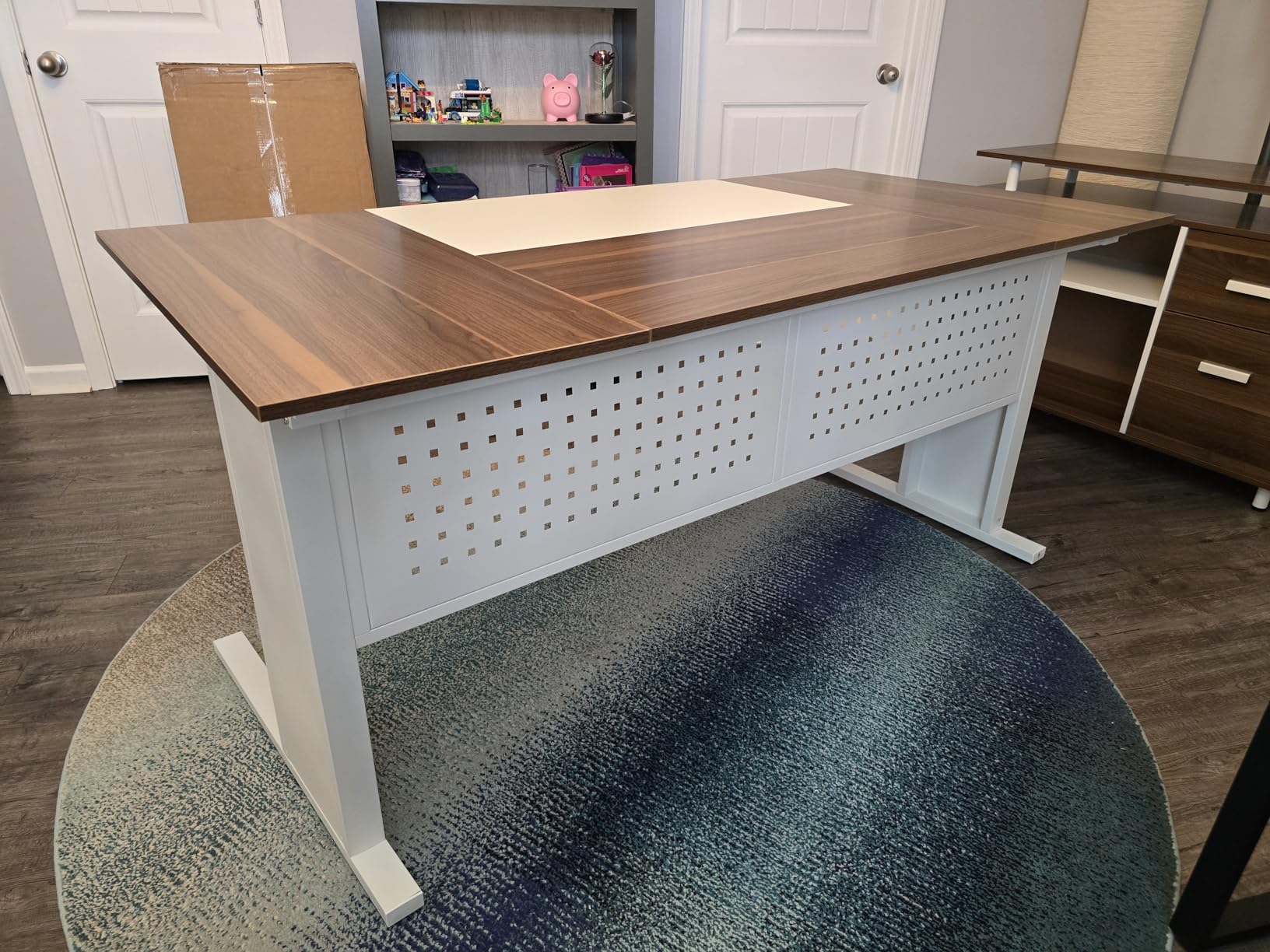 Tribesigns 63 Inch Executive Desk with File Cabinet, L Shaped Office Desk with Drawers and Storage Shelves, Business Furniture Set Workstation for Home Office, Gray and Black customer photo 2