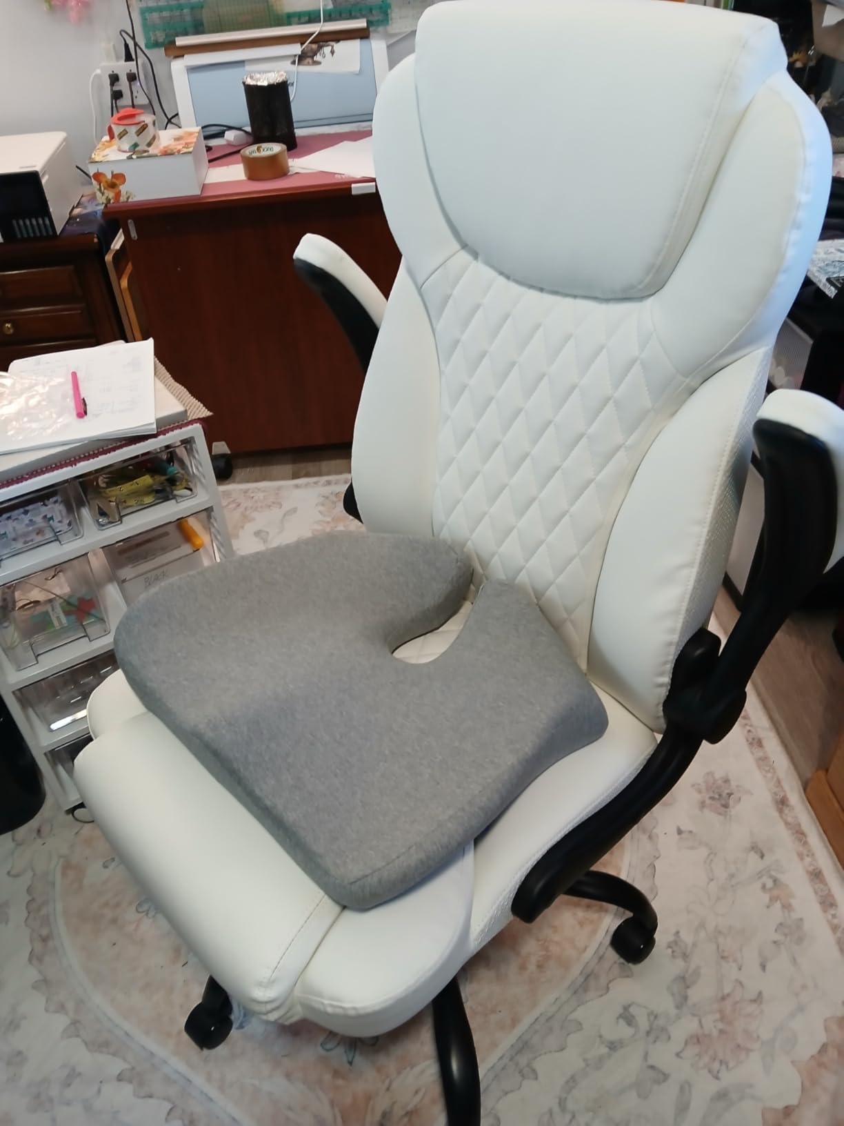 amseatec Office Chair, Big and Tall Office Chair with Foot Rest Ergonomic Chair for Home Desk, Reclining High Back Leather Chairs with Lumbar Support(Black) customer photo 2