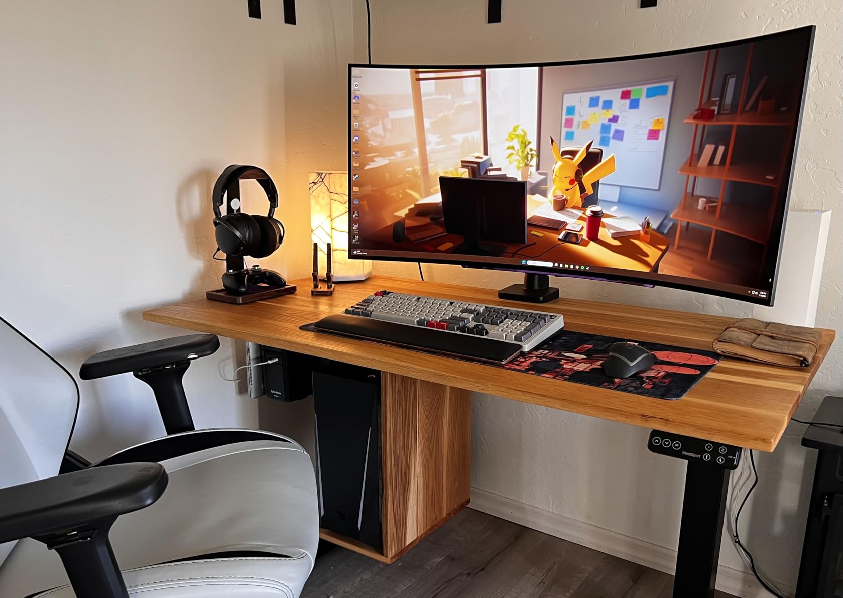 ARES WING Ultrawide Monitor Arm for 17 to 49 Inch Heavy Duty Curved Screen, Holds 44 Lbs, Adjustable Gas Spring Monitor Arm Desk Mount with C Clamp, Grommet Base, 75/100 Vesa Mount, Black customer photo 1