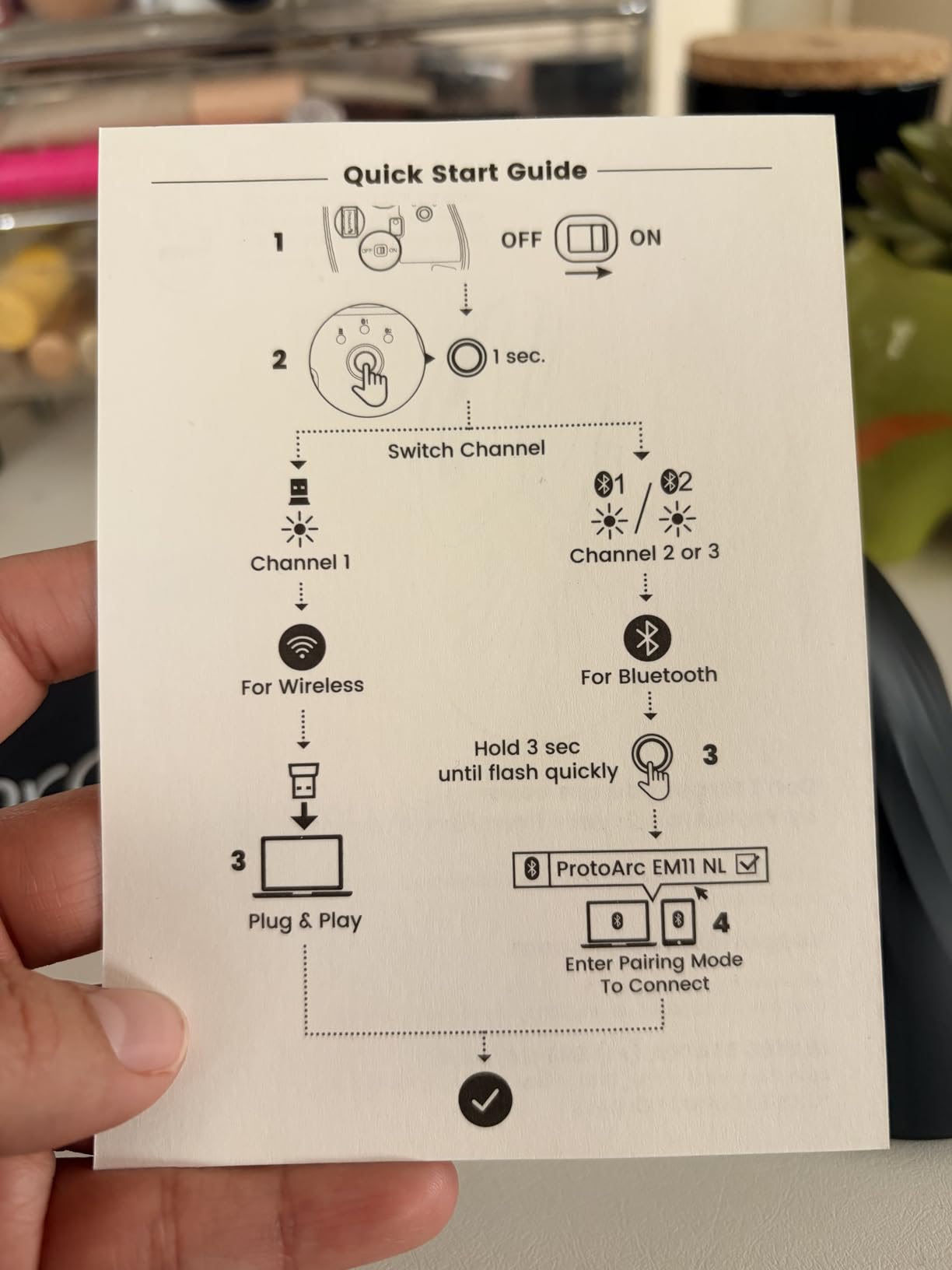 ProtoArc Ergonomic Mouse, EM11 NL Bluetooth Rechargeable Wireless Vertical Mouse, 3 Multi-Device Connectivity for Computer/PC/Laptop, 2.4GHz USB-A Optical Mice for Windows, Mac OS, Black customer photo 1