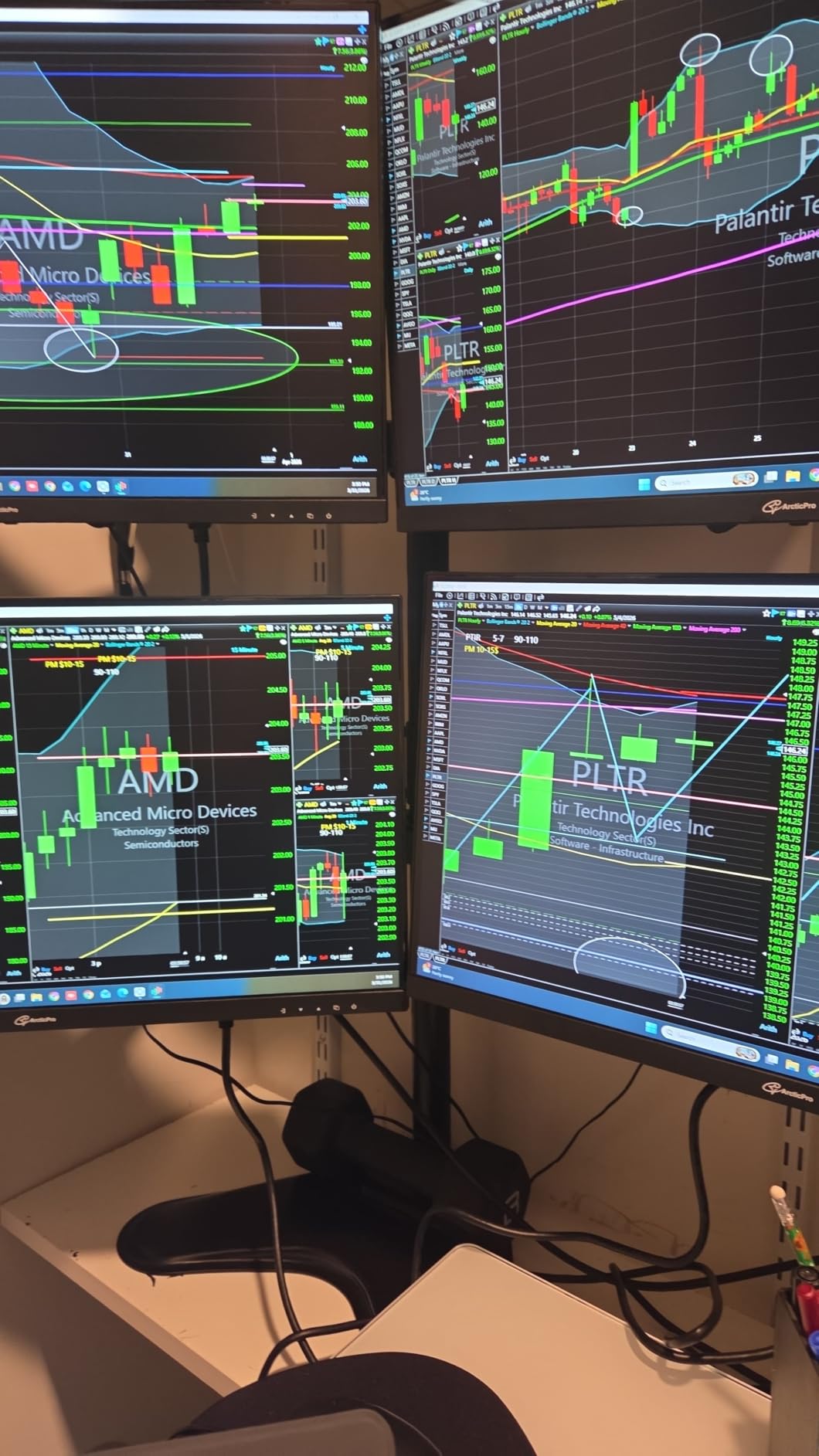 Quad Monitor Stand, Fully Adjustable Stacked 4 Screen Desk Mount for 17 to 32 Inch Computer Screens,Hold up to 19.8lbs Each,Black customer photo 2