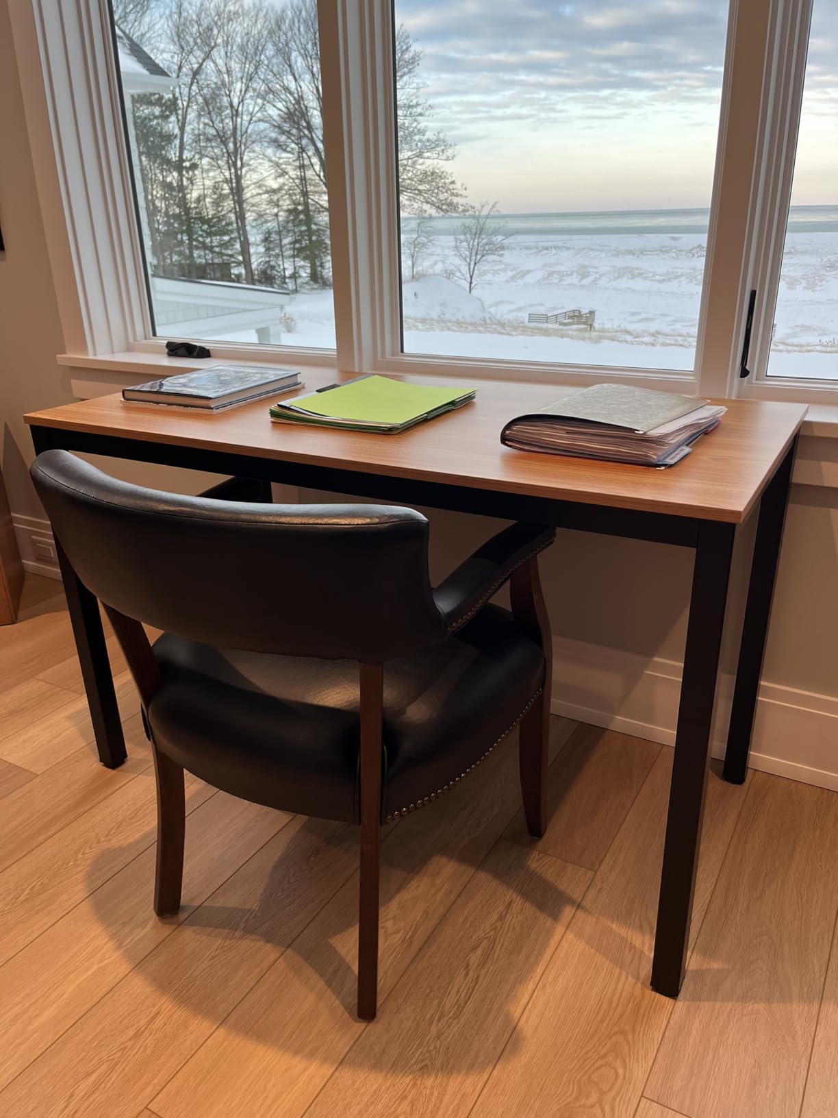 DlandHome Computer Desk, Large Executive Office Desk Computer Table Study Writing Workstation for Home Office,70.8 x 31.5 inch,Retro customer photo 1