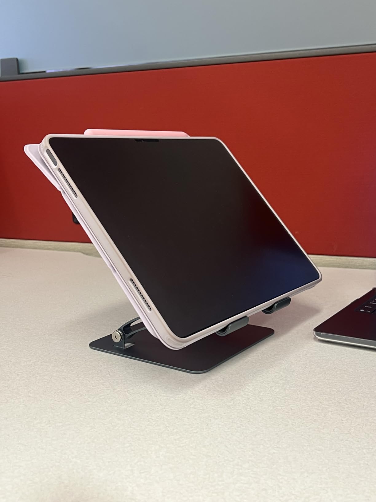 tounee Tablet Holder Stand, Dual Rod Adjustable Aluminum Desktop Stand, Compatible with 4.7-16.9