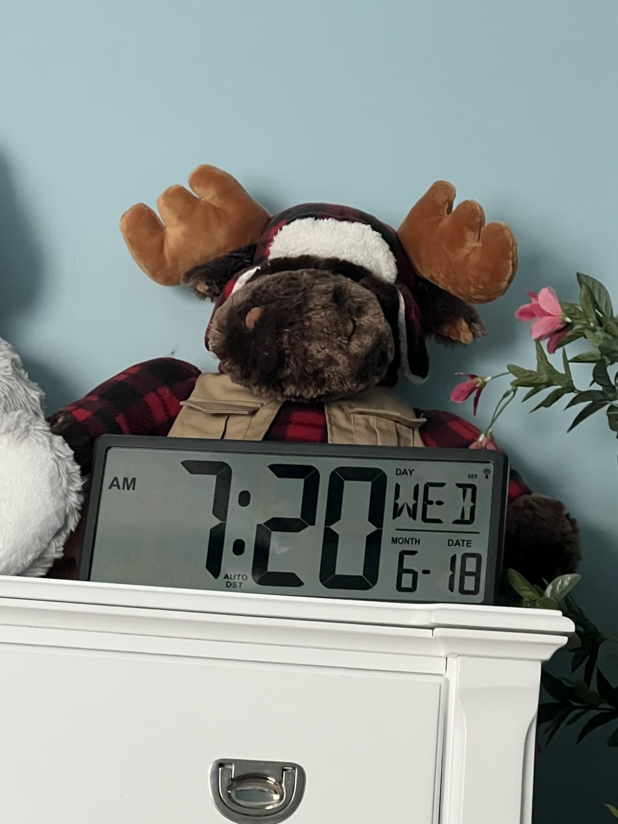WallarGe 14.5'' Atomic Clock with Backlight, Large Digital Wall Clock Battery Operated, Large Display with Temperature and Date, Easy to Read and Set Digital Wall Clock, Auto DST customer photo 2