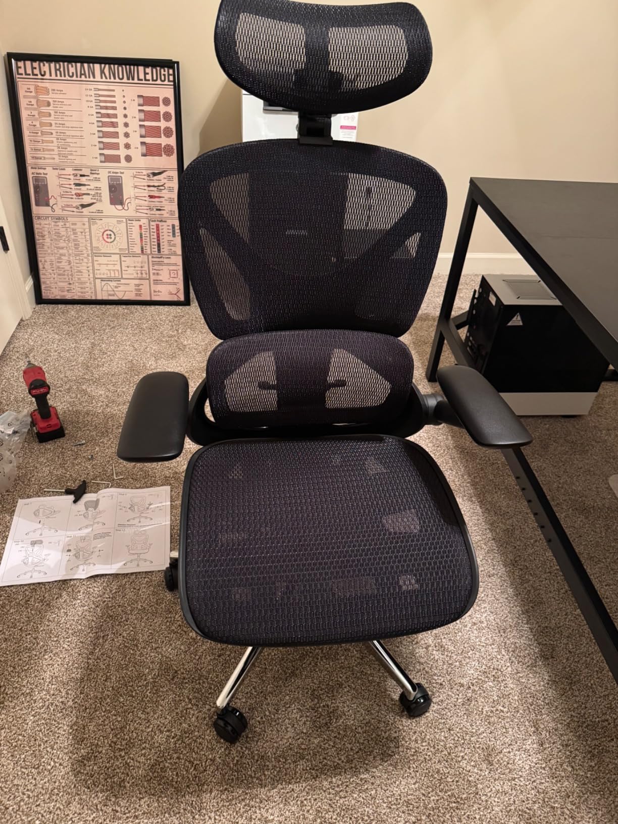 CAPOT Ergonomic Mesh Office Chair, Adjustable Lumbar High Back Desk Chair 400lbs, 4D Flip-up Arms, 3-Level Tilt Backrest, 3D Headrest, PU Wheels, Swivel Rolling Computer Seating for Long Desk Work customer photo 1