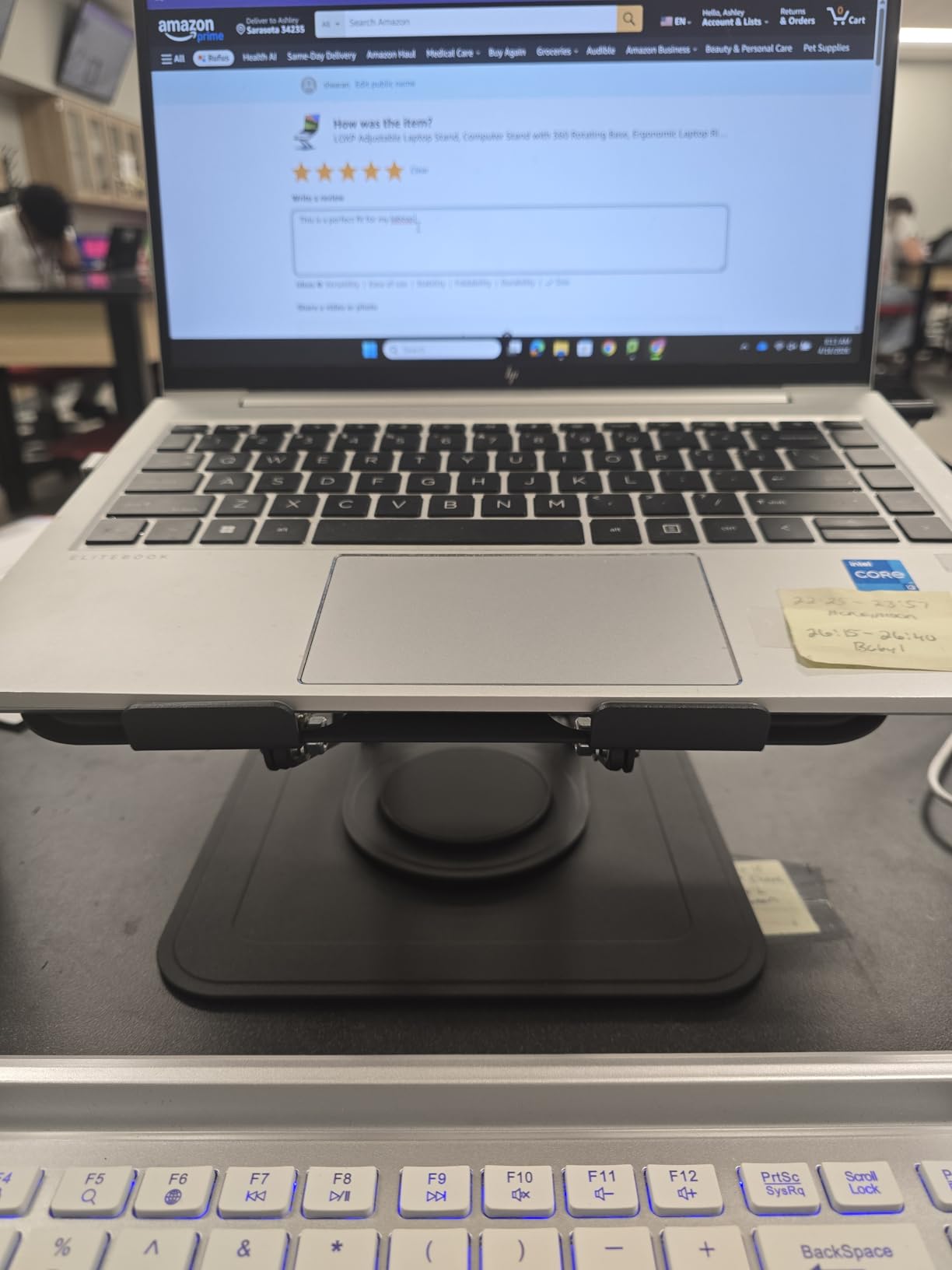 LOXP Adjustable Laptop Stand, Computer Stand with 360 Rotating Base, Ergonomic Laptop Riser Mount for Desk Foldable Protable Computer Desk Fits with MacBook Pro Air (10-16