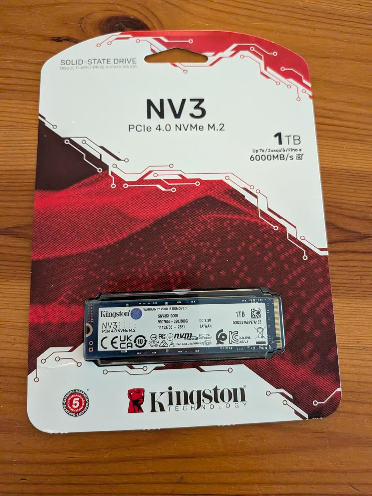 Kingston NV3 1TB M.2 2280 NVMe SSD | PCIe 4.0 Gen 4x4 | Up to 6000 MB/s | SNV3S/1000G customer photo 1