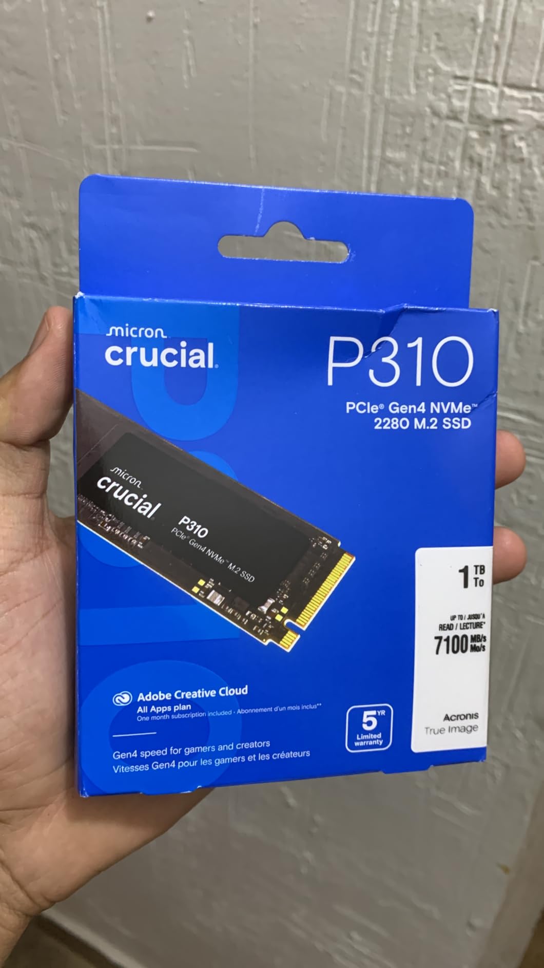 Crucial P310 1TB SSD, PCIe Gen4 NVMe M.2 2280, Up to 7,100MB/s, for Laptop, Desktop (PC), & Handheld Gaming Consoles, Includes Acronis Data Recovery Software, Solid State Drive - CT1000P310SSD801 customer photo 2