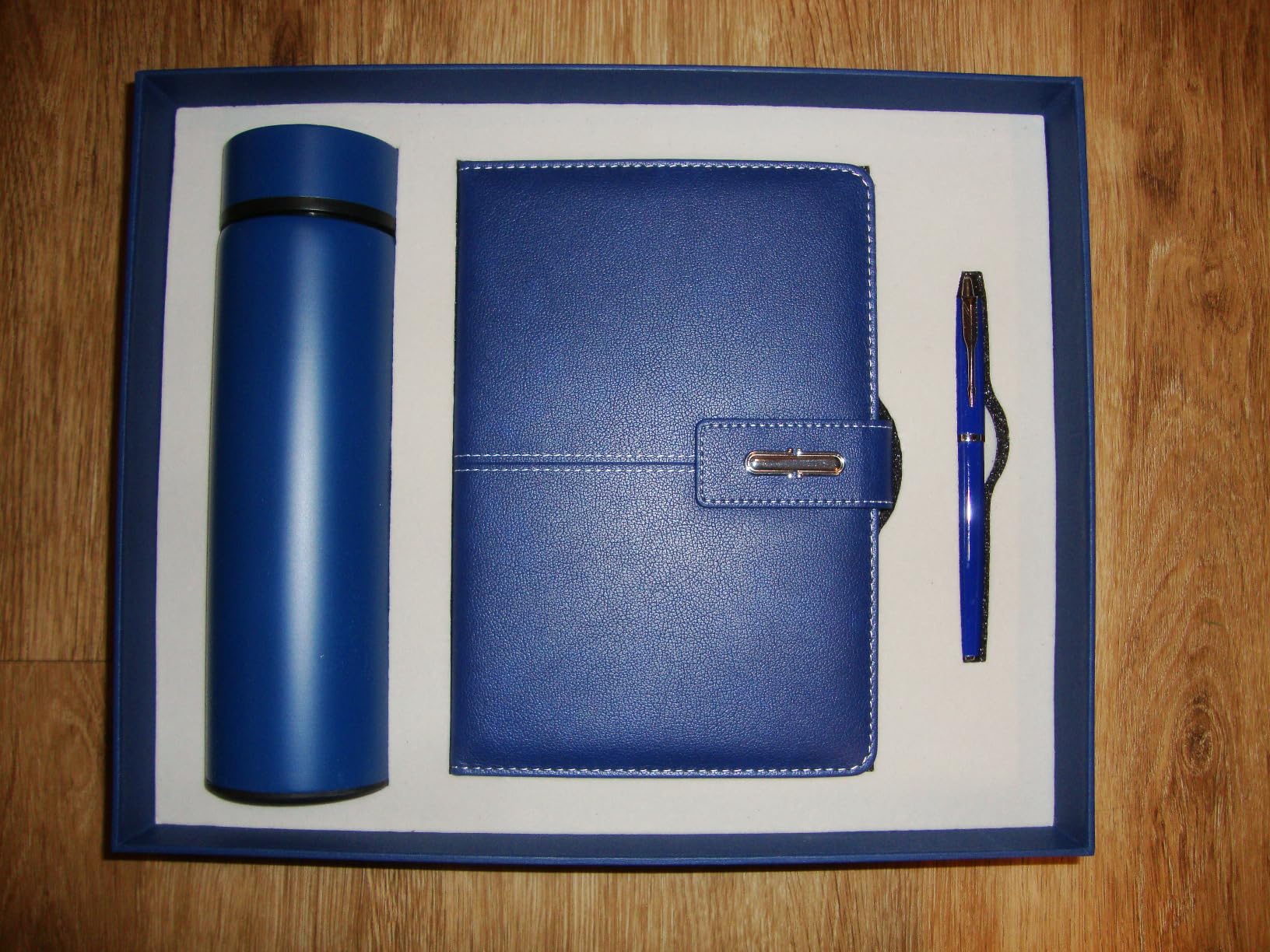 Shadow Breeze A5 Leather Notebook, Insulated Thermos and Executive Pen Gift Set in Premium Gift Box, 172 Pages 100GSM Ruled Pages, 12 oz, Great Gift for Business, School, Home (Blue) customer photo 1