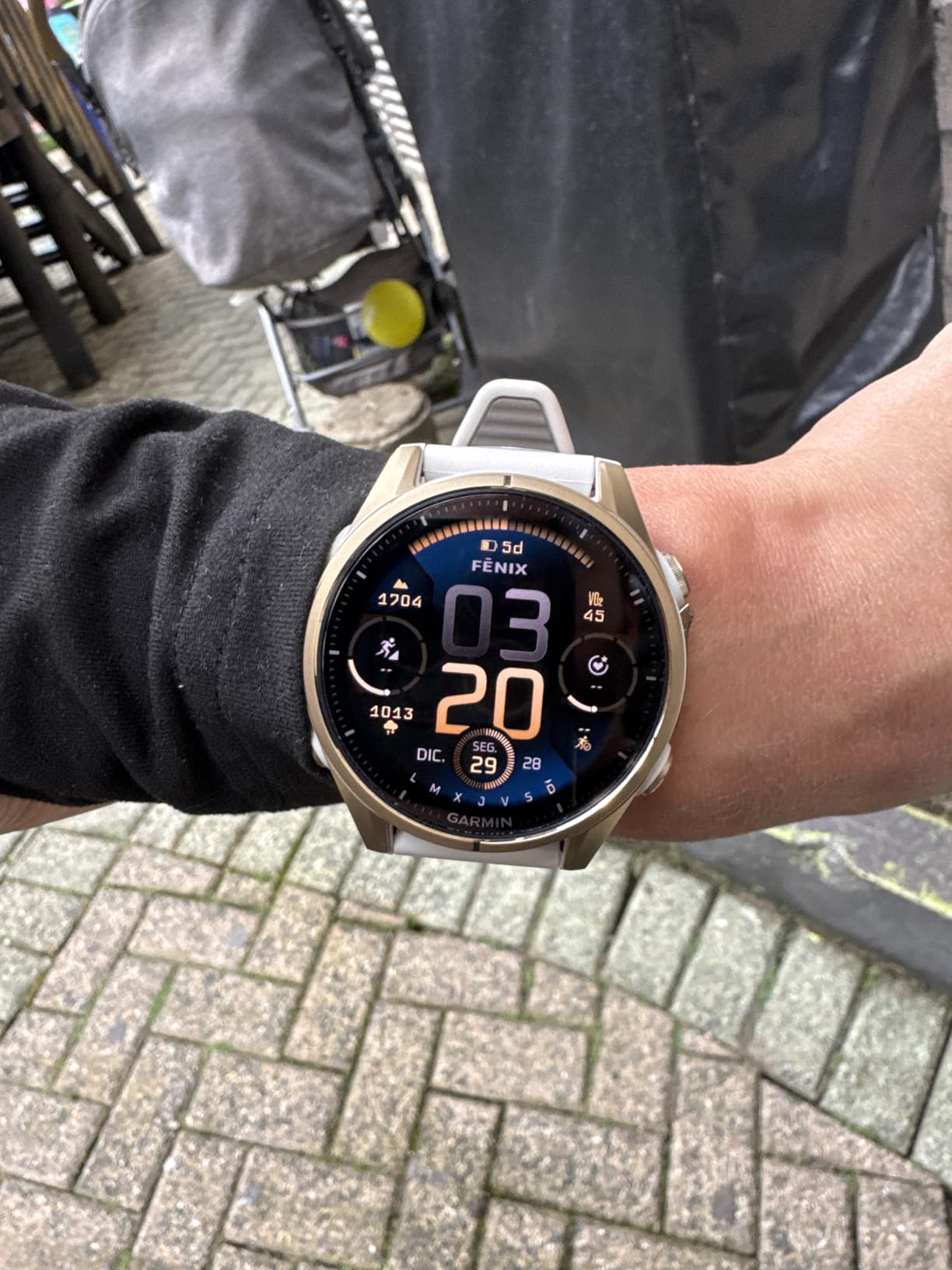 Garmin fēnix 8 - 43mm, AMOLED, Sapphire, Premium Multisport GPS Smartwatch, Long-Lasting Battery Life, Dive-Rated, Built-in LED Flashlight, Soft Gold with Dark Sandstone Band customer photo 2