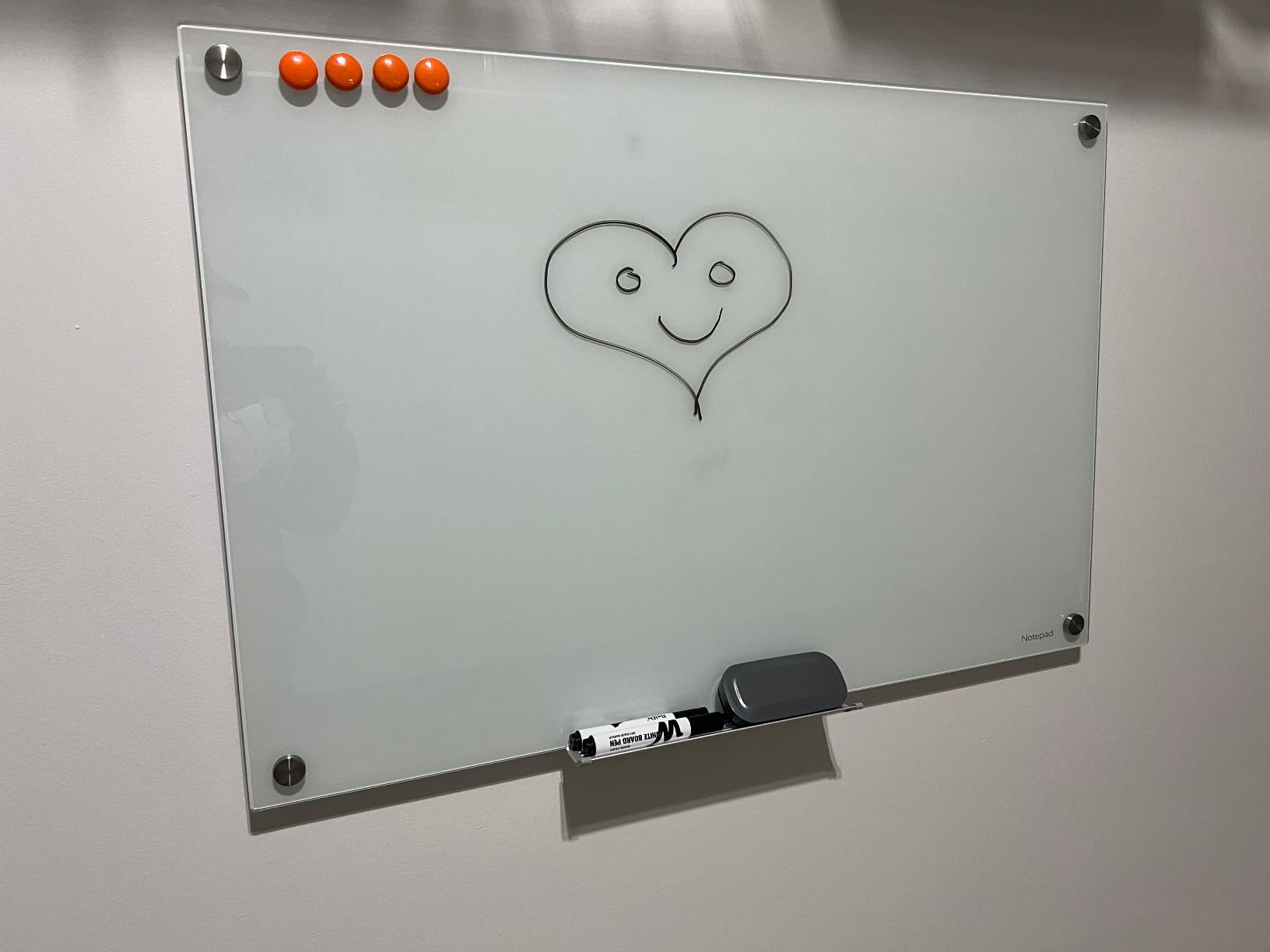 Glass Whiteboard 48 * 72Inches Magnetic Wall Mounted Glass Whiteboard, Large Frameless Glass White Board for Wall Office, Home & School customer photo 2