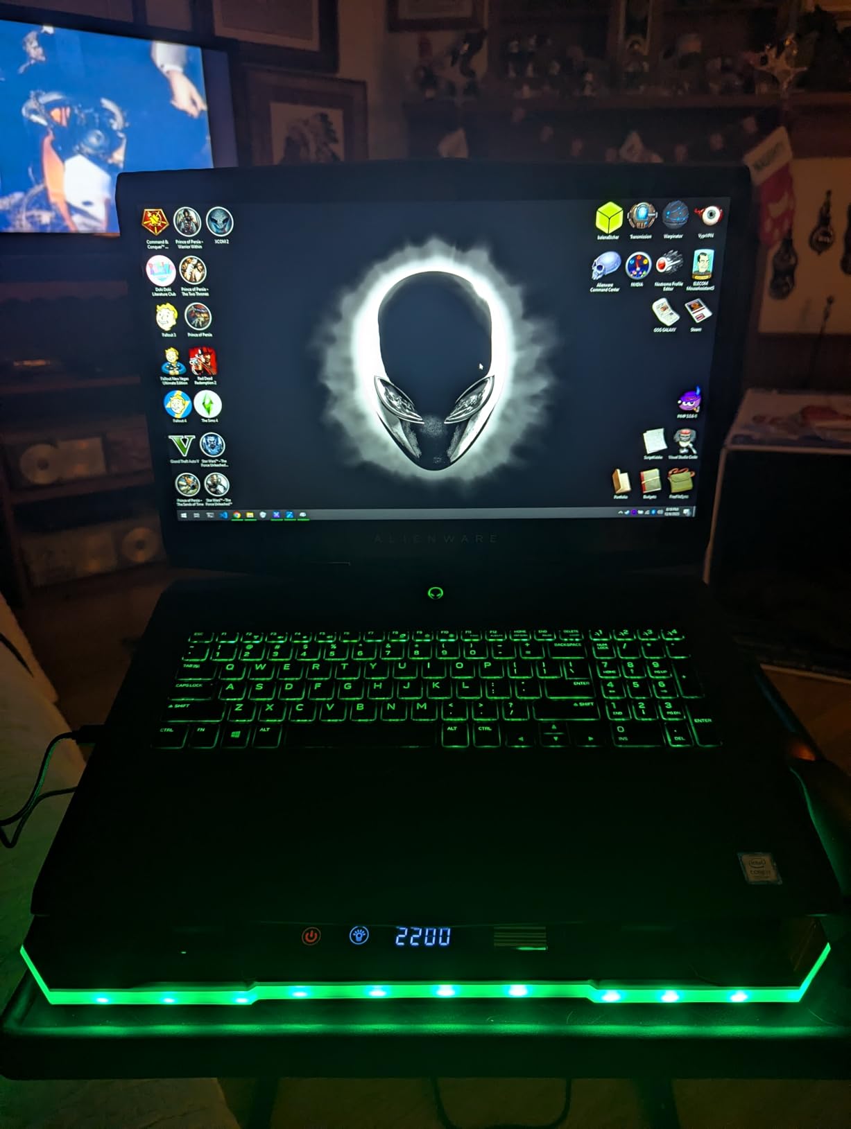 ChillCore Laptop Cooling Pad, RGB Lights Laptop Cooler 9 Fans for 15.6-19.3 Inch Laptops, Gaming Laptop Fan Cooling Pad with 8 Height Stands, 2 USB Ports - A21 Blue customer photo 1
