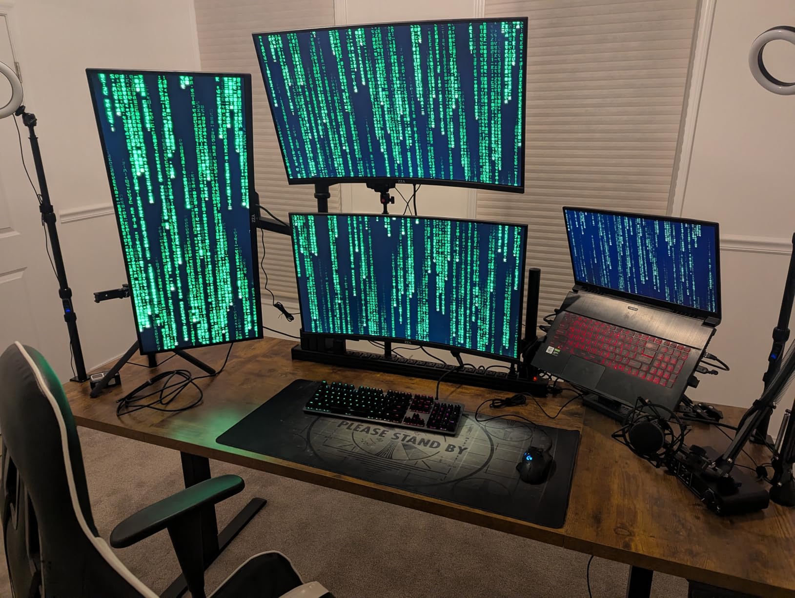 VIVO Pneumatic Arm Triple Ultrawide Monitor Extra Tall Desk Mount for Up to 49 inch Screens, Heavy Duty Clamp, Holds 3 Ultra Wides Up to 44 lbs, Black, STAND-V300D customer photo 1