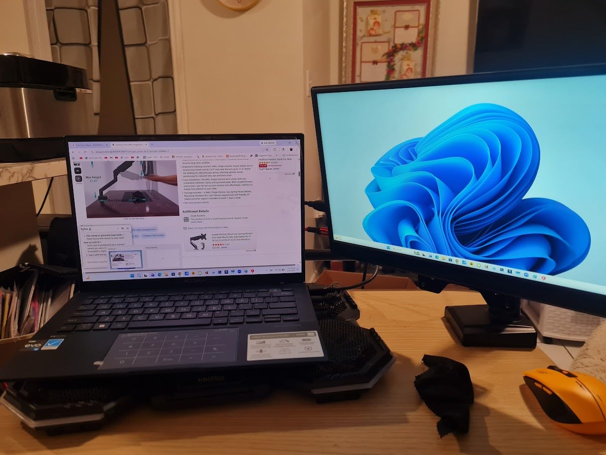 WALI Single Monitor Mount for 13-34 inch Screens, Adjustable Single Monitors Arm, Regular Screen up to 32 inch, 26.4lbs, Computer Monitor Stand for Desk, VESA 75/100mm (GSMP001N), Black customer photo 1