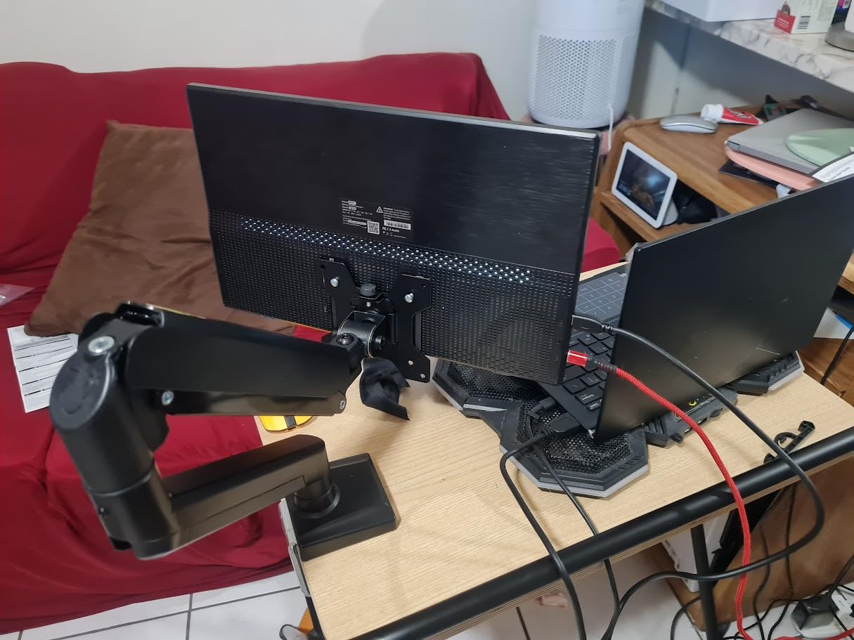 WALI Single Monitor Mount for 13-34 inch Screens, Adjustable Single Monitors Arm, Regular Screen up to 32 inch, 26.4lbs, Computer Monitor Stand for Desk, VESA 75/100mm (GSMP001N), Black customer photo 2