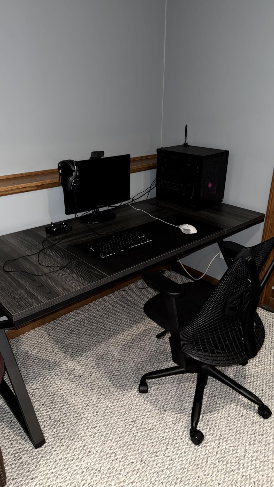 HSH 70 Inch Long Black Desk, Large Metal Wood Computer Desk for 2 Monitors, Modern Home Office PC Laptop Desk for 2 People Executive Writing Work Study Gaming, Simple Bedroom Living Room Black Table customer photo 2