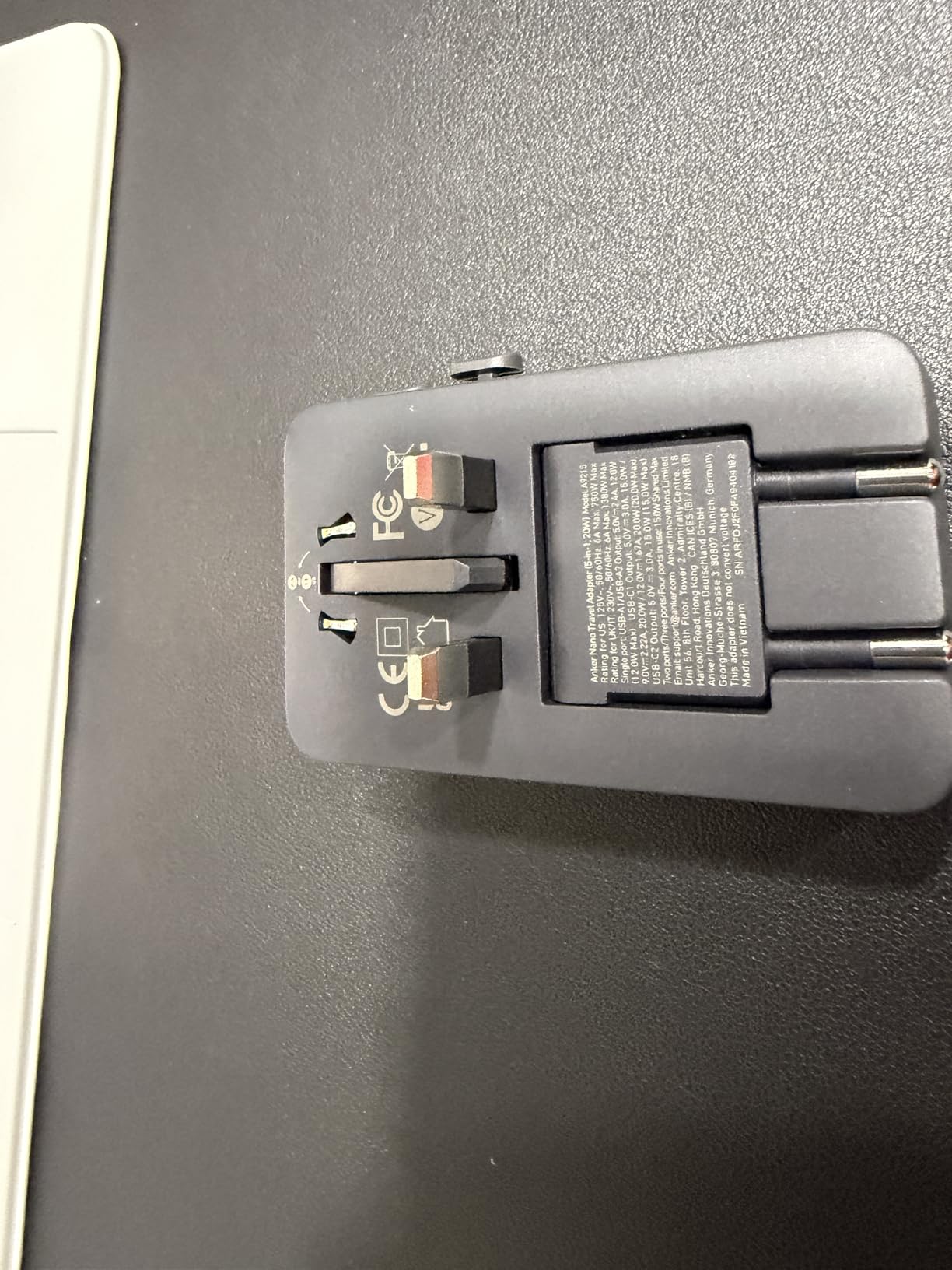 Anker Nano Travel Adapter, 5-Port Power Adapter with 1× 2-Pin AC, 2 USB A, 2 USB C for 20W, Smart Temperature Control, Works in 200+ Countries, Not a Voltage Converter, Travel Essentials (1-Pack) customer photo 2