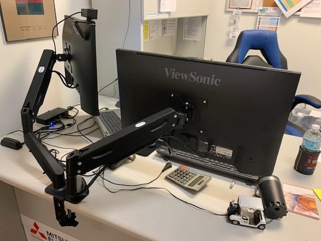 Pholiten Quad 4 Monitor Arm Desk Mount for Max 32 inch Screens, Gas Spring Adjustment Monitor Stand with VESA 75x75mm, 100x100 mm, Clamp & Grommet Install Black MD18864 customer photo 1