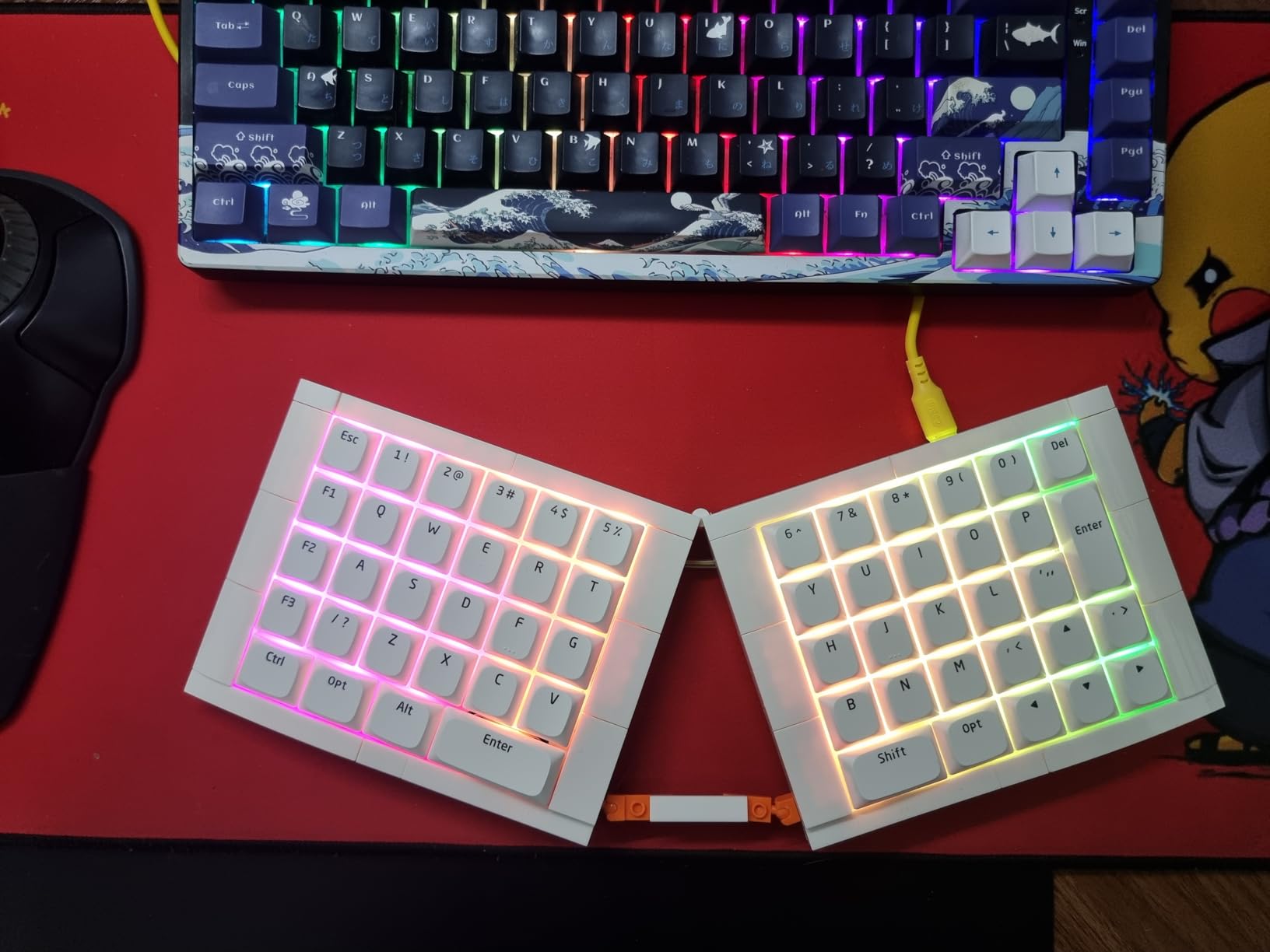 KBDcraft 07Israfel 50% Ergo-Split Low-Profile Mechanical Keyboard, 56-Key Ortho, Lego-Compatible Case, Wired, Linear Switch, Gasket Mount, Hot-Swappable, RGB, QMK, Vial for Win/Mac, Full Kit, White customer photo 2