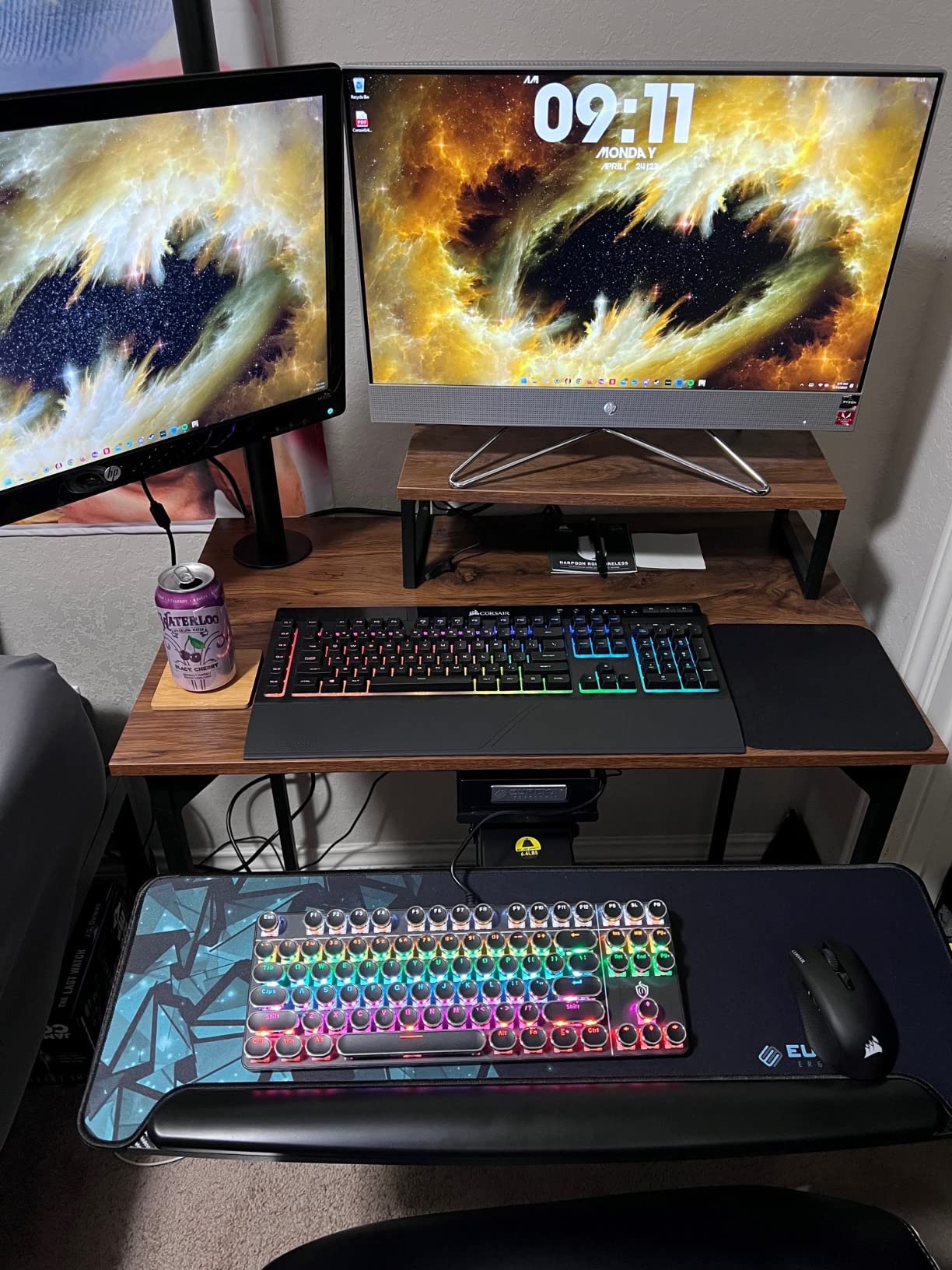 EUREKA ERGONOMIC Keyboard Tray Height Adjustable, Swivel Tilt Computer Keyboard Drawer Under Desk, 25x9.13'' Sliding Keyboard & Mouse Platform with Mouse Pad for Typing, Black customer photo 2