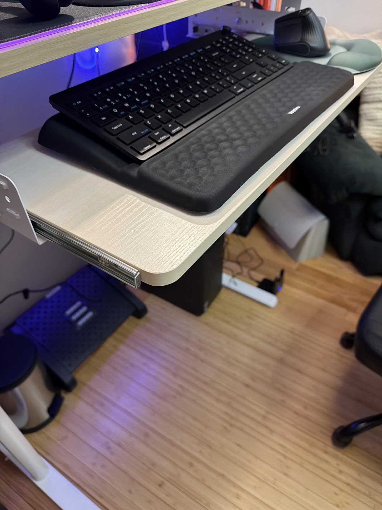 EUREKA ERGONOMIC Keyboard Tray Height Adjustable, Swivel Tilt Computer Keyboard Drawer Under Desk, 25x9.13'' Sliding Keyboard & Mouse Platform with Mouse Pad for Typing, Maple customer photo 1