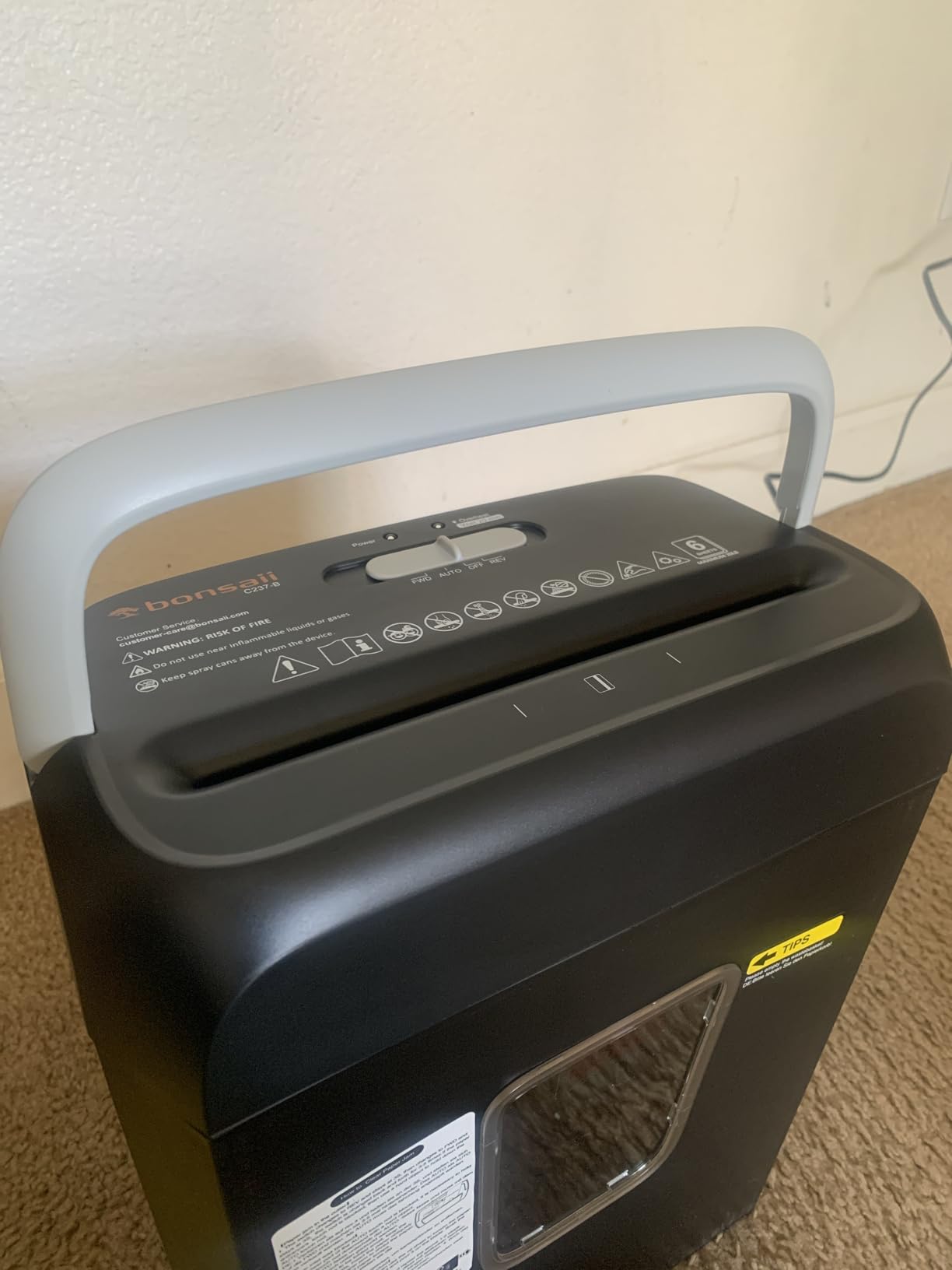 Bonsaii Paper Shredder for Home Use, 3.4 Gal Wastebasket, 6 Sheet Crosscut Paper Credit Cards, Staples, and Clips Shredder for Home Office Use, Portable Handle Design (C237-B New Version) customer photo 2