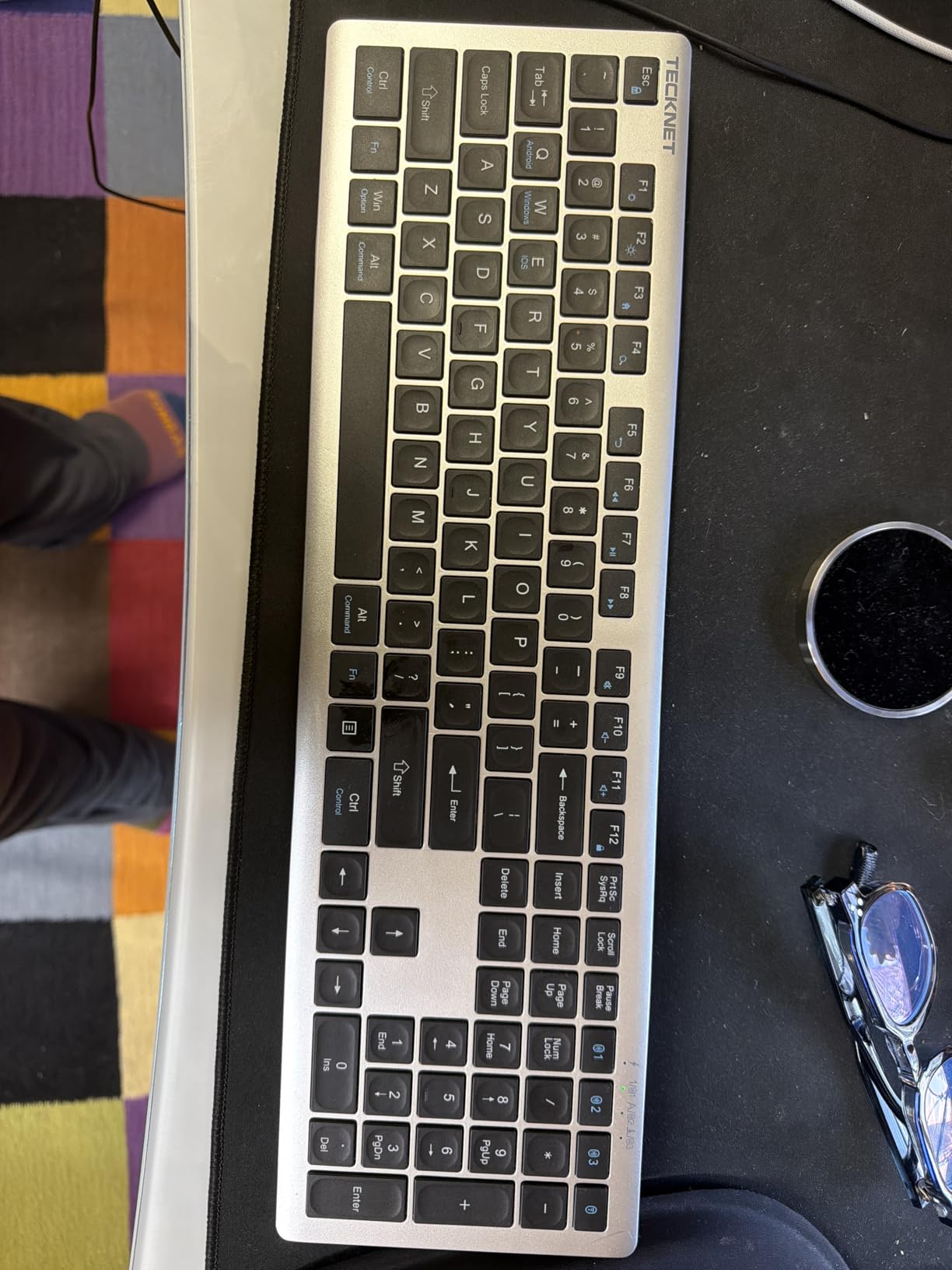 TECKNET Bluetooth Keyboard Rechargeable, 4-Device Free Switching (2.4G+BT), Ultra-Slim Full Size Wireless Keyboard, Quiet Typing, for PC/Laptop/Smart TV/Phone, Adjustable Stand, 12 Multimedia Keys customer photo 1