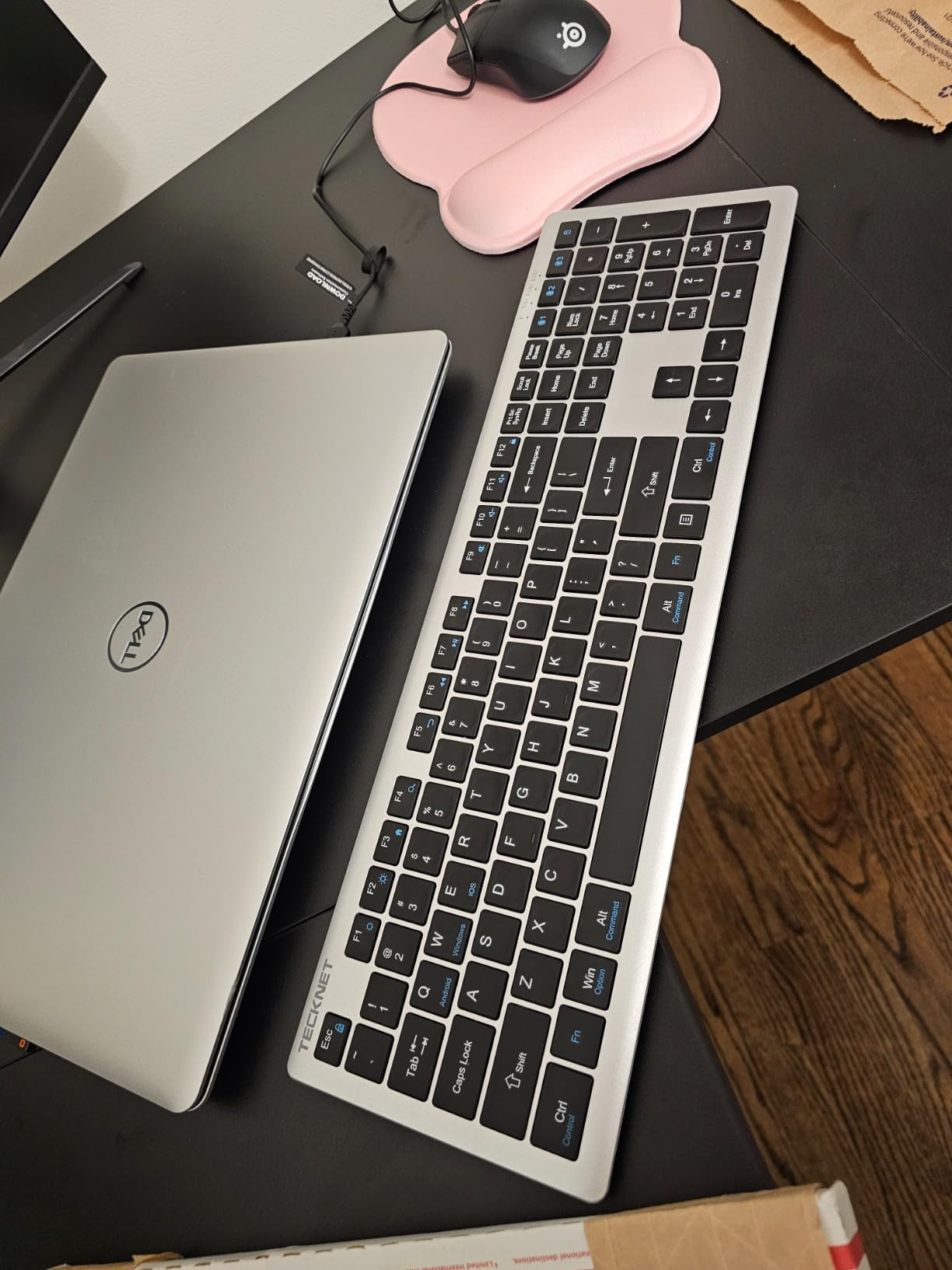 TECKNET Bluetooth Keyboard Rechargeable, 4-Device Free Switching (2.4G+BT), Ultra-Slim Full Size Wireless Keyboard, Quiet Typing, for PC/Laptop/Smart TV/Phone, Adjustable Stand, 12 Multimedia Keys customer photo 2