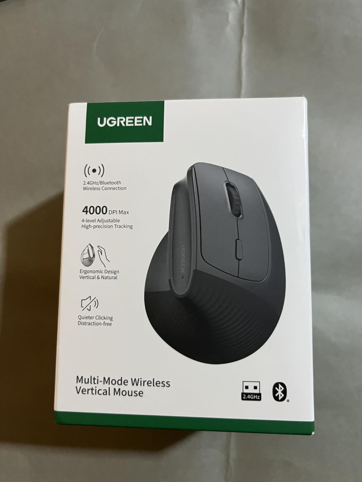 UGREEN Vertical Mouse, Wireless Bluetooth Ergonomic Mouse, Dual-Mode (BT 5.4 & USB 2.4G), Quiet Clicks, 4 Adjustable DPI (1000/1600/2000/4000), Compatible with Windows/Mac/Linux/Android/ChromeOS customer photo 2