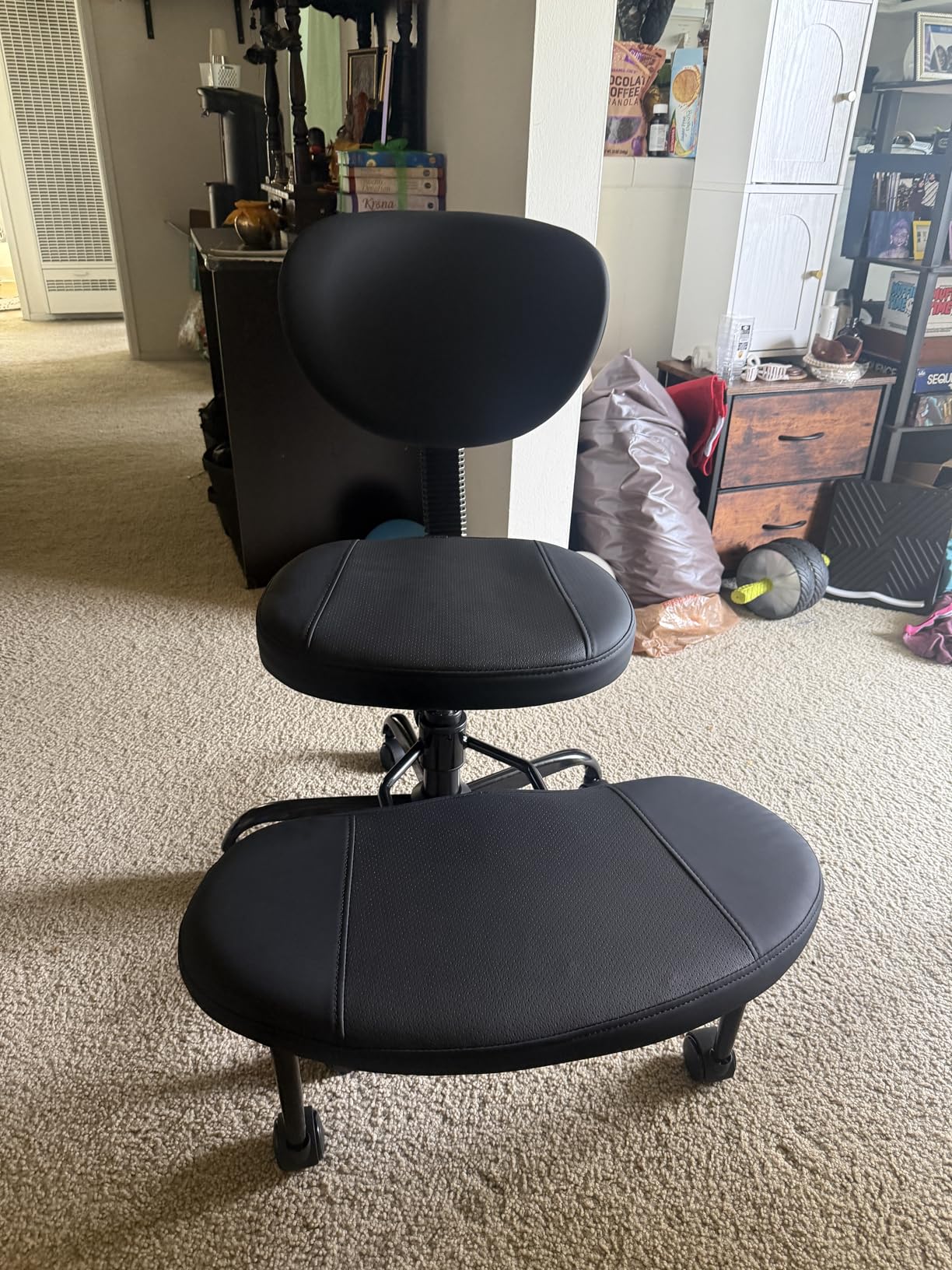 Primy Criss Cross Office Chair - ADHD Cross Legged Chair with Wheels - Adjustable Height Ergonomic Kneeling Desk Chairs for Meditation Yoga Home Office with Backrest, 360°Rotating Footrest - Black customer photo 1