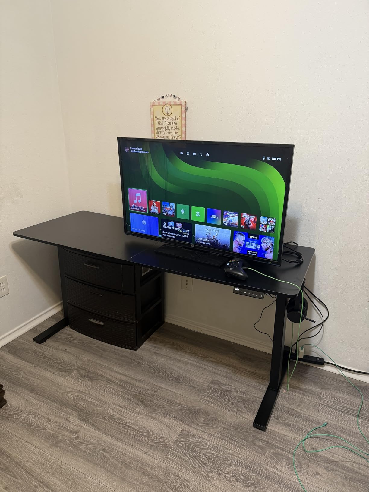 SANODESK Dual Motor Electric Standing Desk 79 x 32 Inches, Height Adjustable Sit Stand Desk with Large Splice Board for Home Office, Computer Workstation, Study & Gaming, Black Frame/Black Top customer photo 1