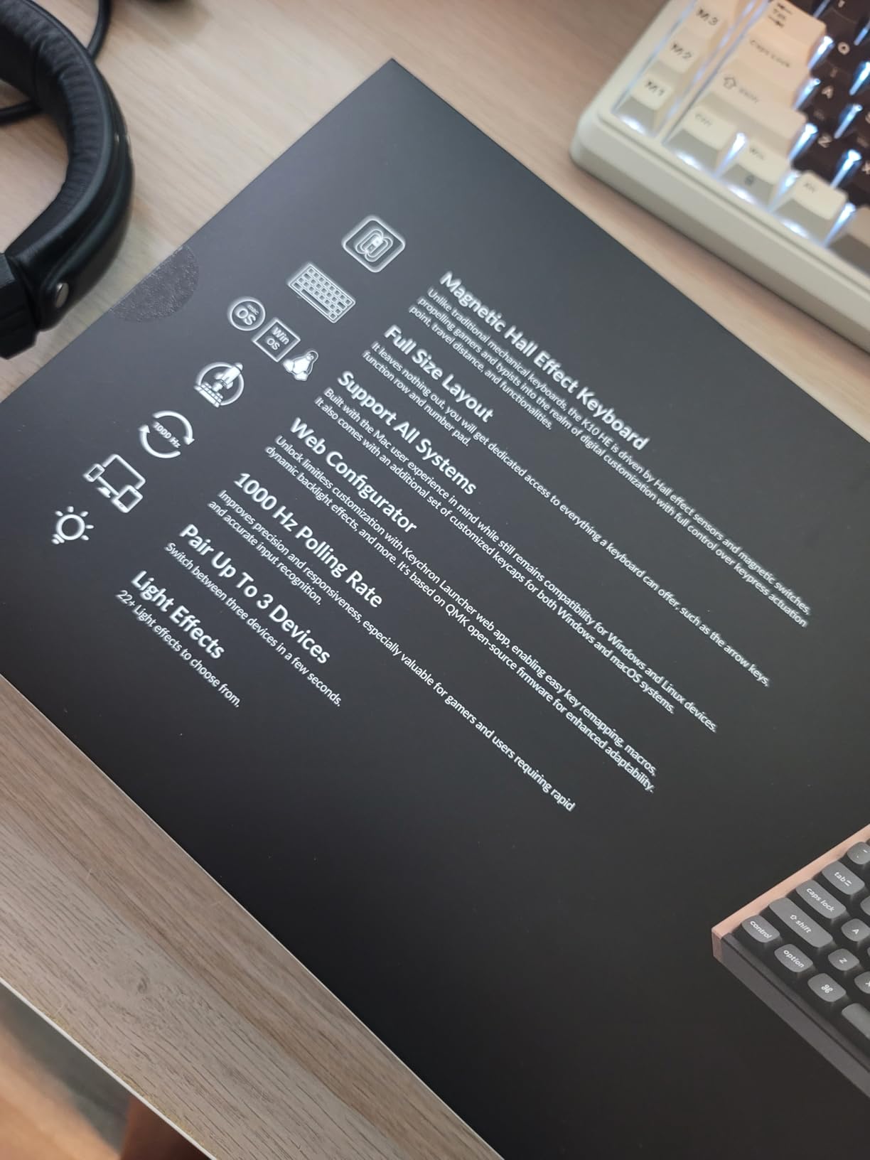 Keychron K10 HE Hall Effect Keyboard Wireless, Magnetic Switch Hot Swappable, Adjustable Actuation Rapid Trigger Mode with Aluminum + Wood Frame, Full-Size Custom RGB for Mac Windows Linux - Black customer photo 1