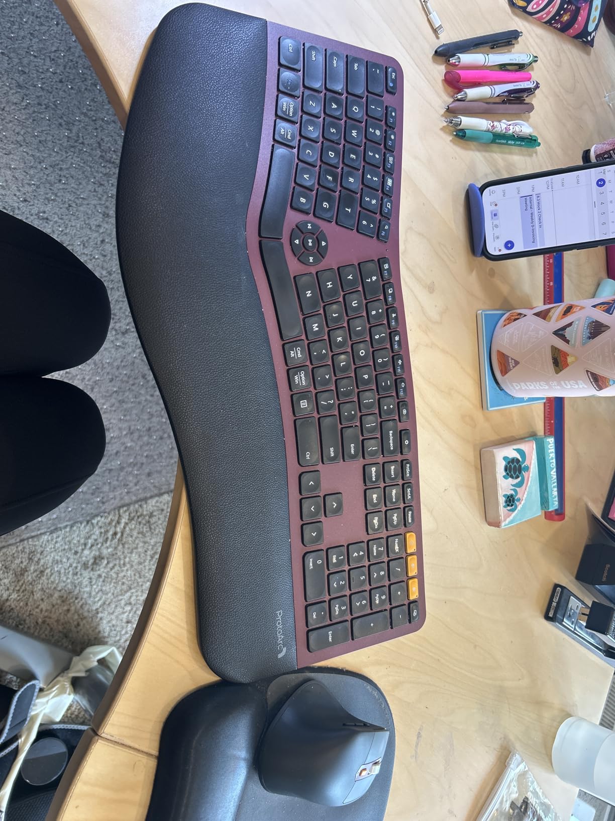 ProtoArc Ergonomic Keyboard Mouse, EKM01 Plus Full Size Wireless Bluetooth Ergo Keyboard Mouse Combo, Cushioned Palm Rest, Split Design, Rechargeable, Compatible for Windows, Mac OS - Gray and Black customer photo 1