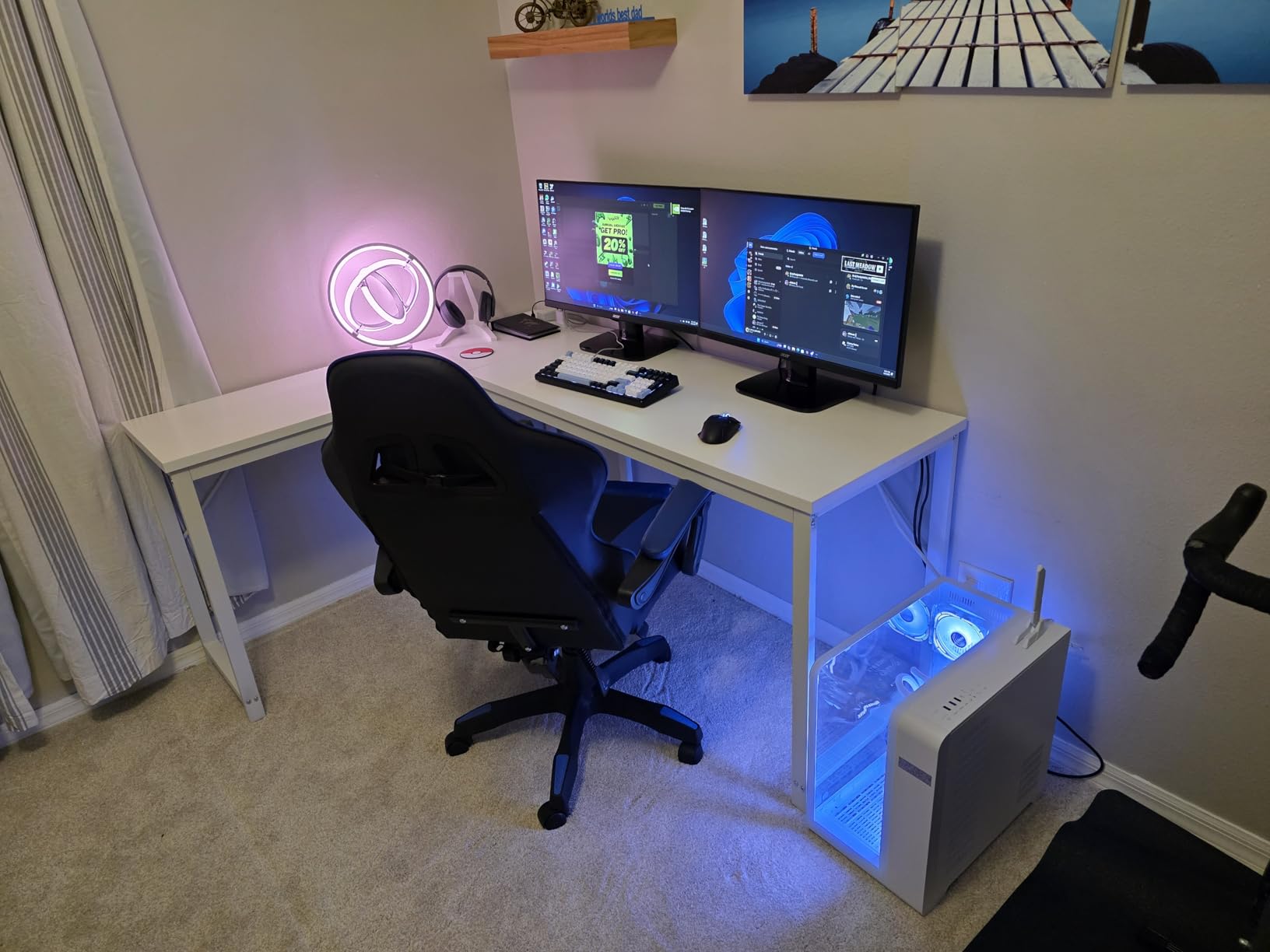 Huuger 63 Inch L Shaped Desk with Power Outlets and USB-C Port, 0.95 Inch Thicker Desktop, Reversible Computer Desk, Larger Office Corner Gaming Desk, Metal Frame, for Home Office, Study, Rustic Brown customer photo 1
