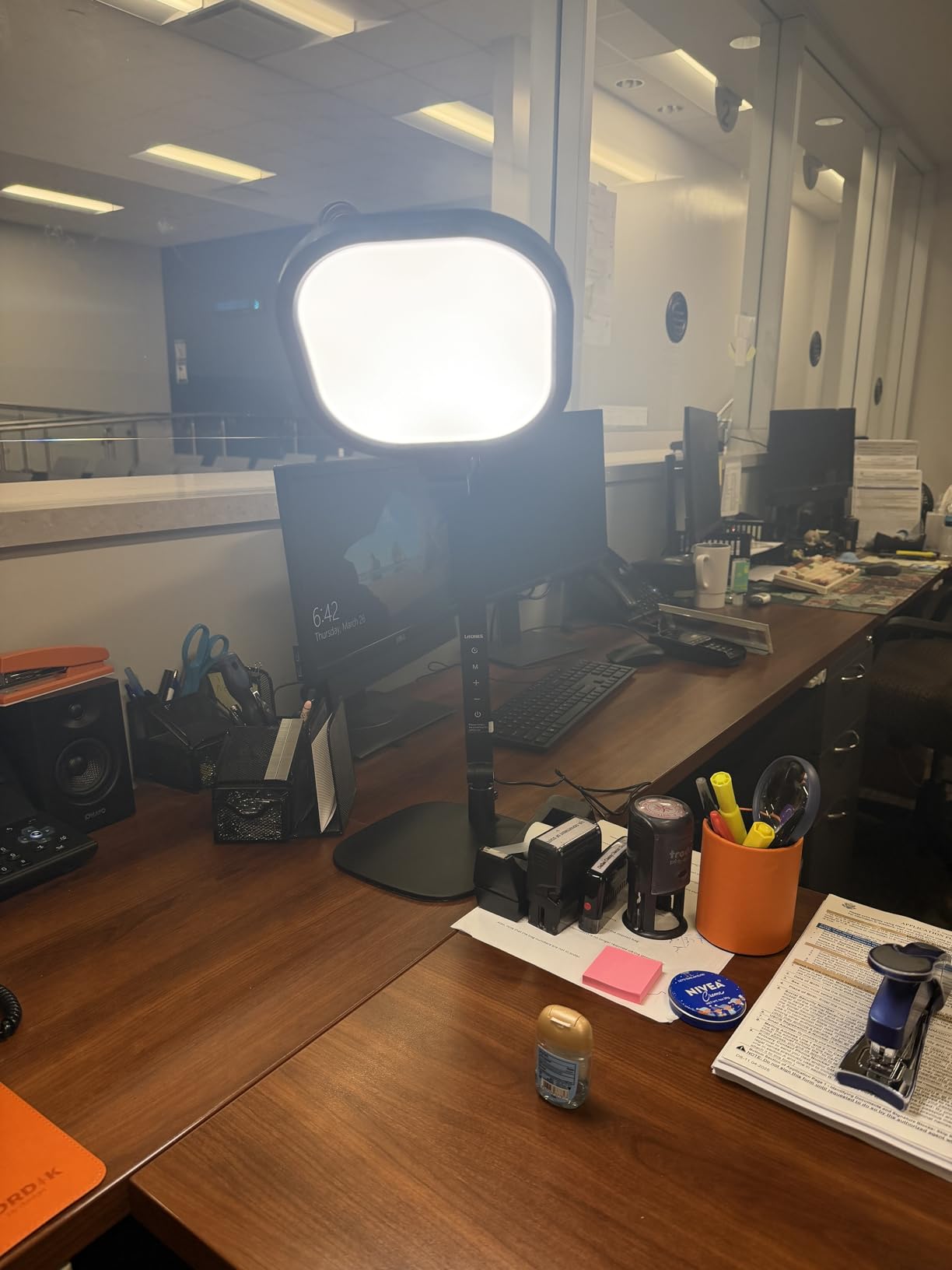 LitONES LED Desk Lamp for Home Office, Professional Eye-Caring Diffused Desk Light, 3 Color 10 Brightness Computer Light, Dimmable Office Lamp with Memory & Timer Func, Metal Swing Arm Table Lamp customer photo 2