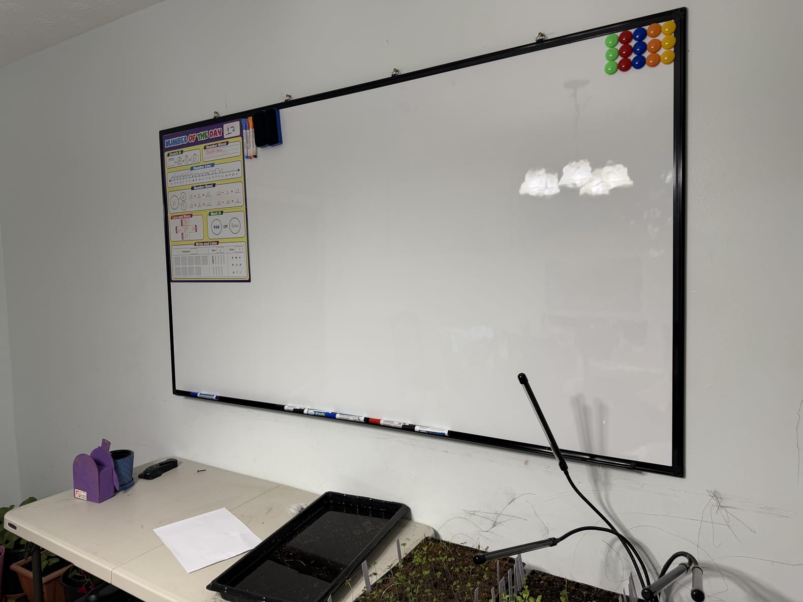 H-Qprobd Large Magnetic White Board Dry Erase Whiteboard with Black Aluminum Frame, 60
