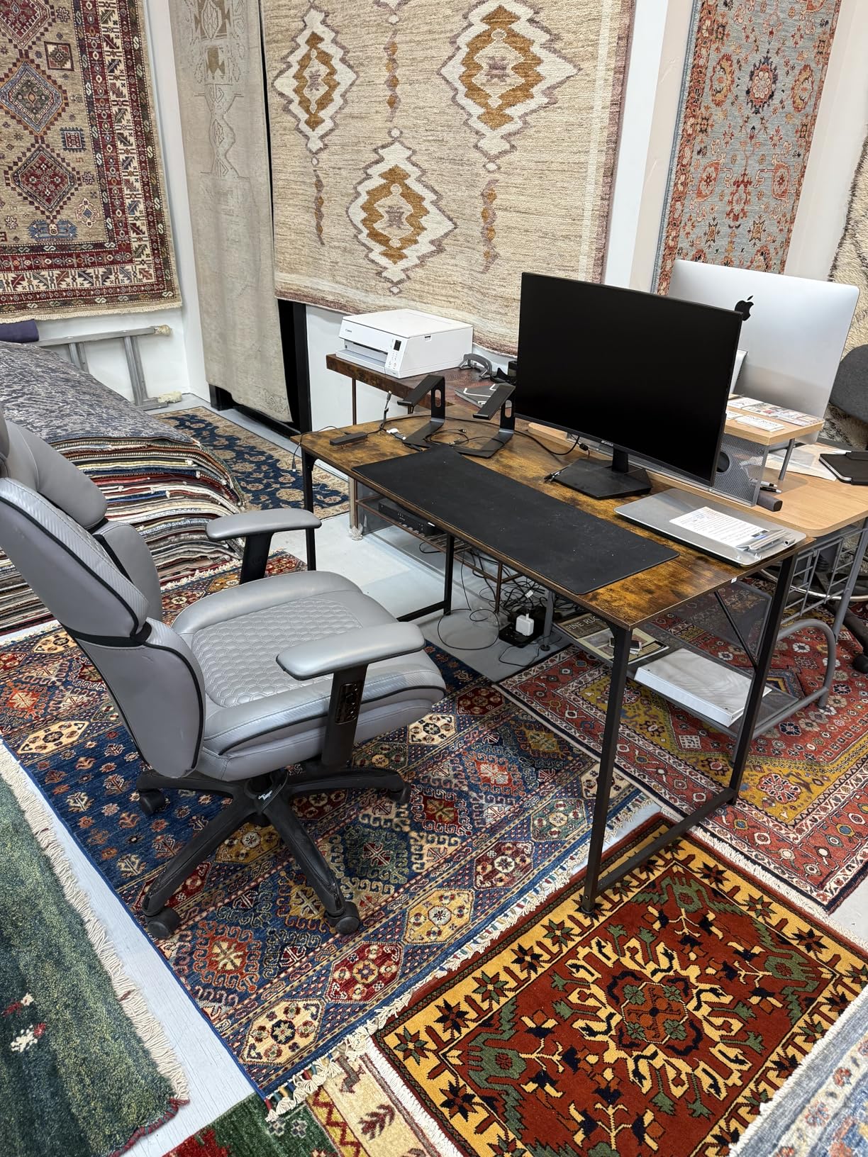 PRAISUN 63 X 29.5 Inch Computer Desk with Deeper Desktop, Gaming Office Writing Work Desk for Home Office, Study, Bedroom, Work from Home, Metal Frame, Rustic Brown customer photo 2