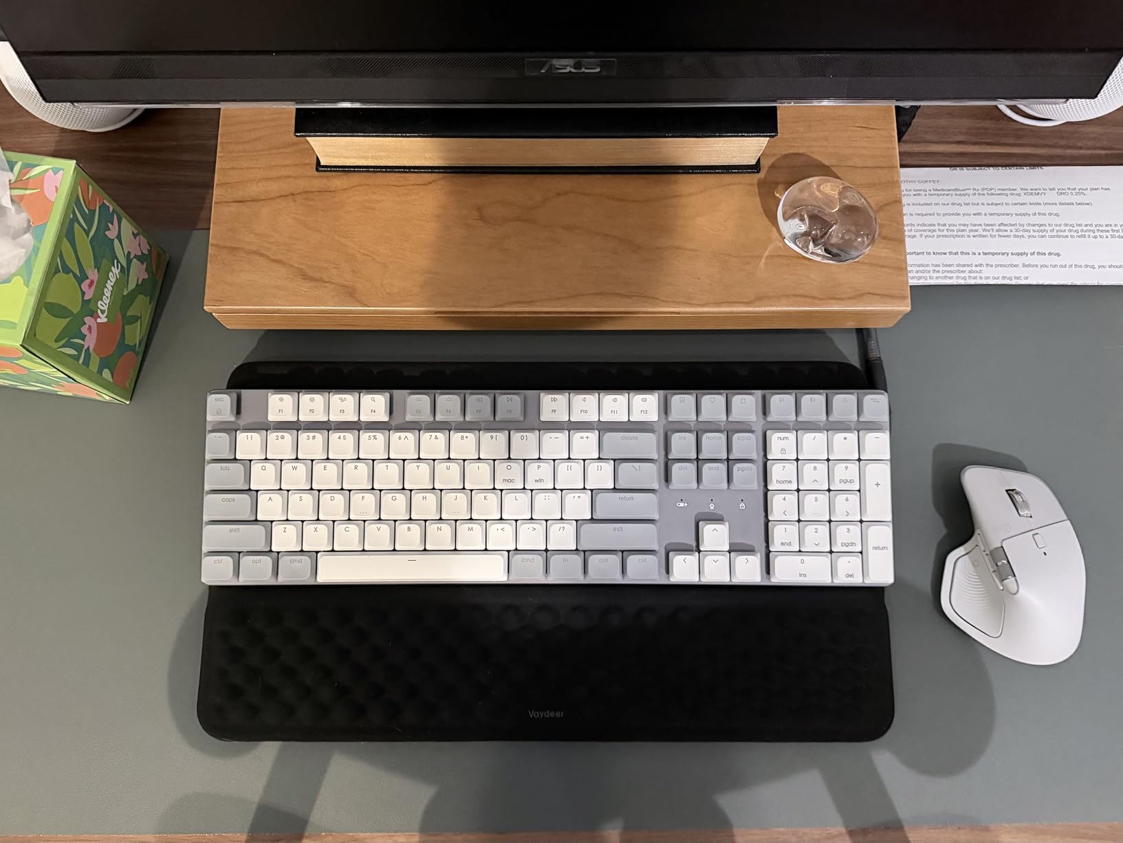 Vaydeer Wrist Rest with Keyboard Stand, Computer Wrist Support Pad, Ergonomic Keyboard Riser Holder Lifter Tray with Wrist Pad, Soft Memory Foam Desk Cushion, Palm Hand Typing for Office Home School customer photo 1